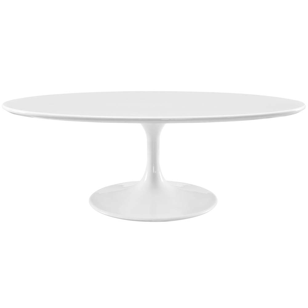 White Lippa 48 Oval-Shaped Wood Top Coffee Table