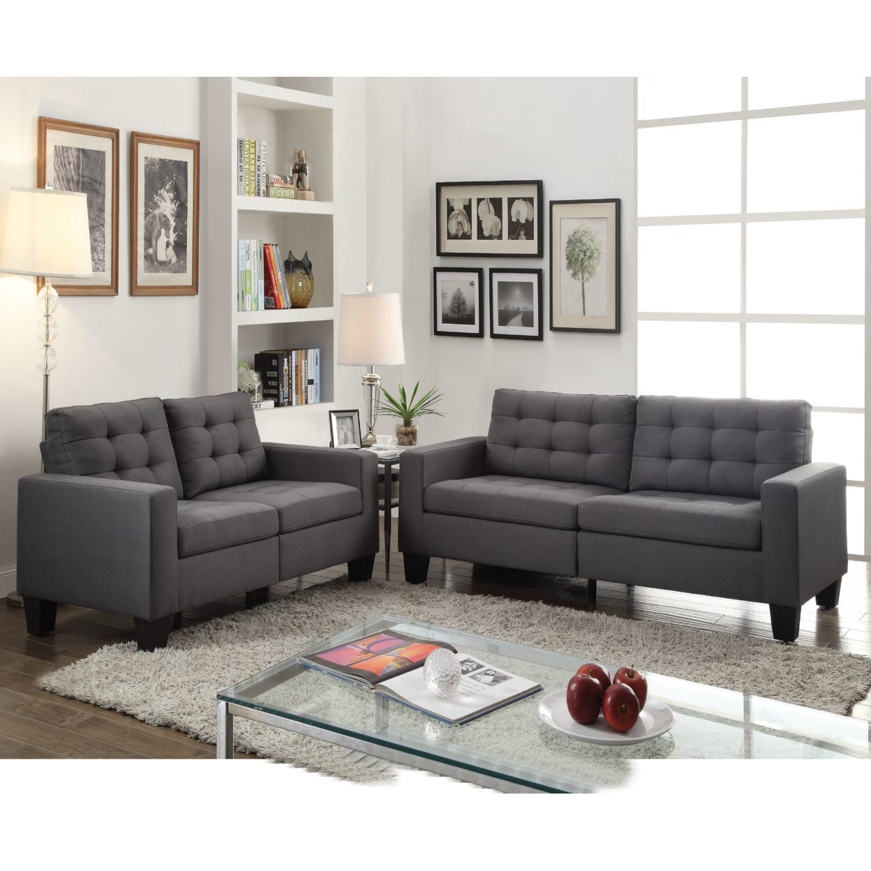 Dashing Sofa In Gray Linen Fabric- Saltoro Sherpi