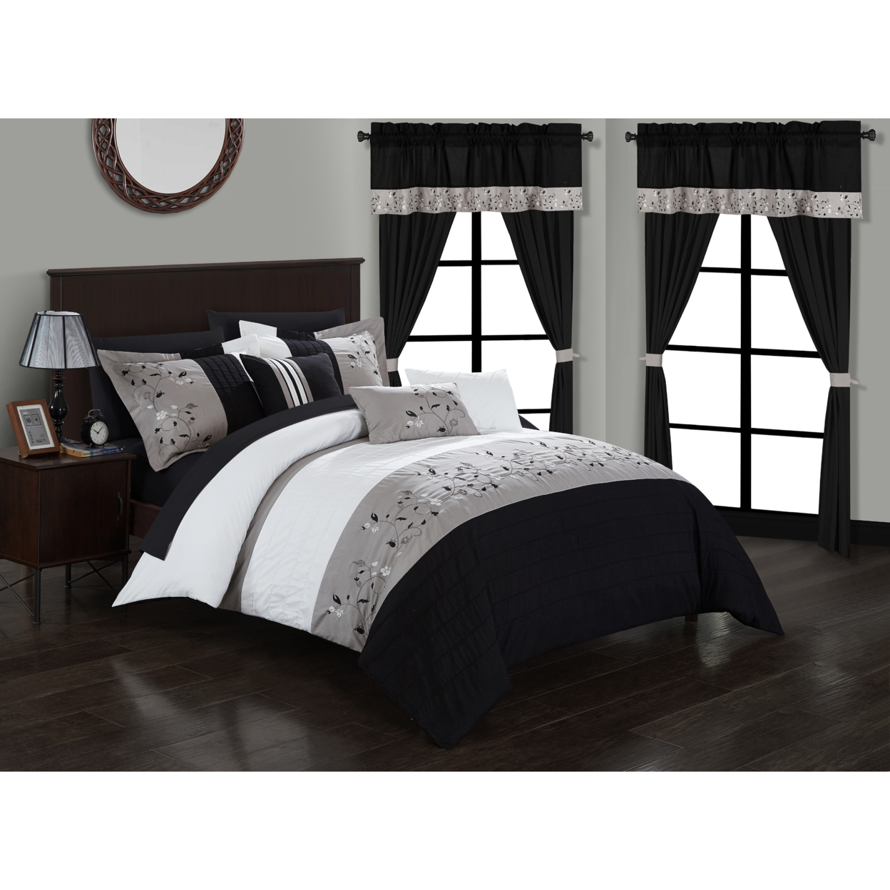 Sonita 20-Piece Bedding Set With Comforter, Sheets & Curtains, Mult. Colors - Brown, King