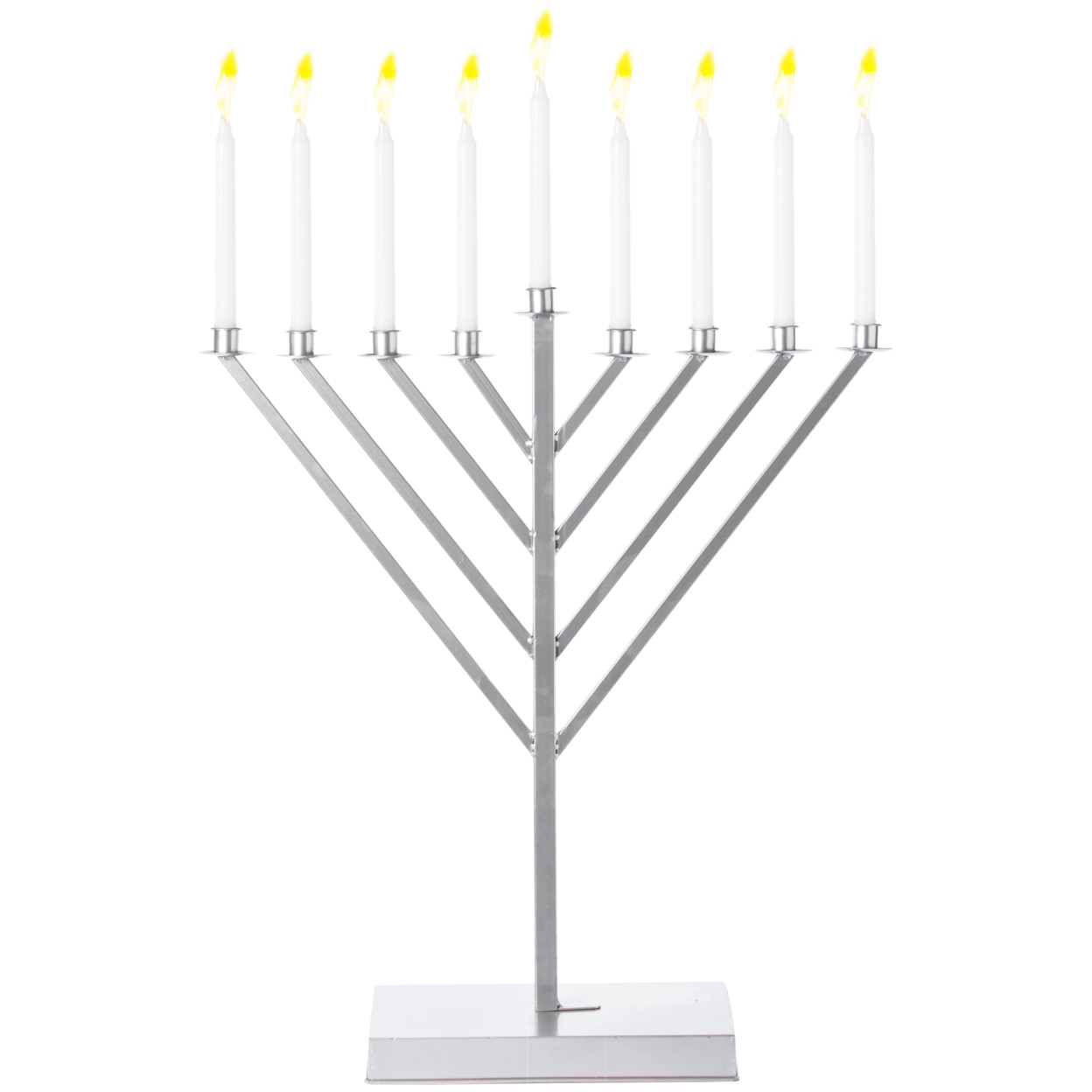 Large Metal Silver Coated Hanukkah Menorah For Synagogue - Medium