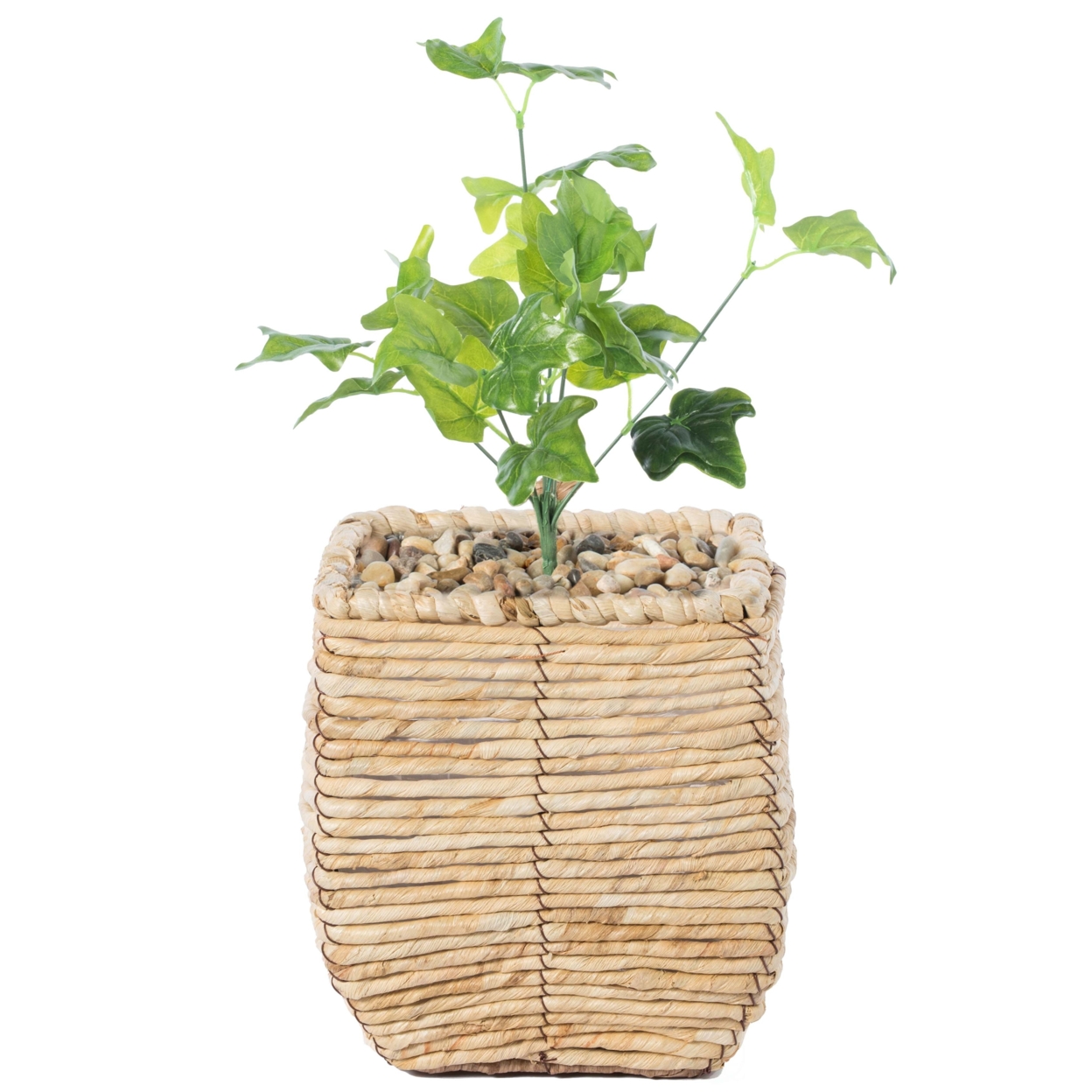 Woven Square Flower Pot Planter With Leak-Proof Plastic Lining - Small