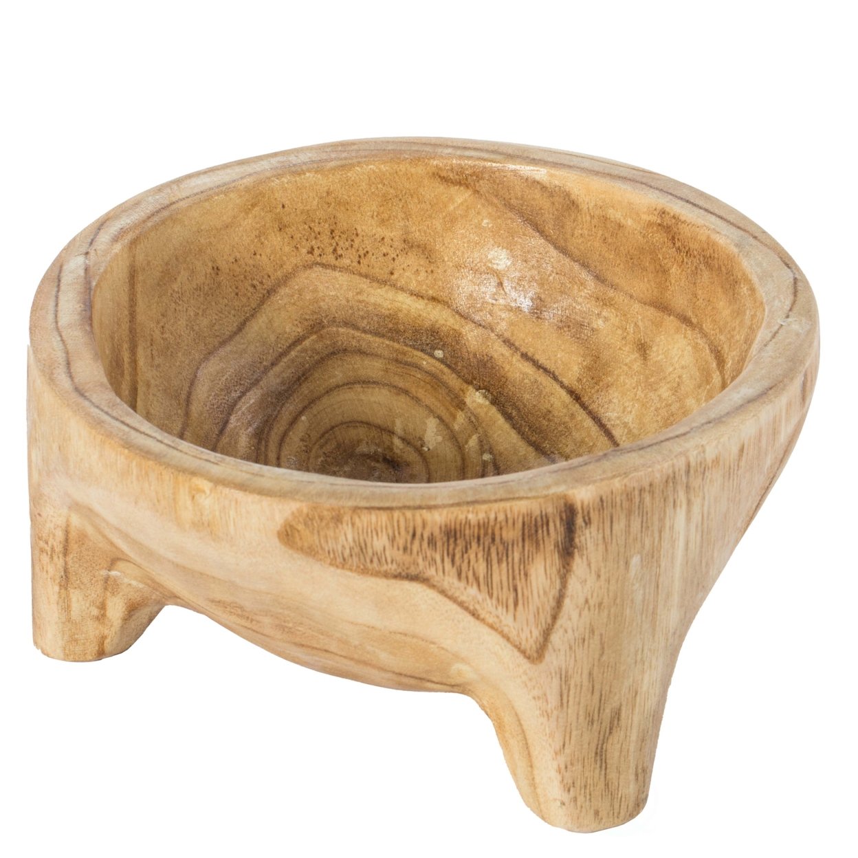 Burned Wood Carved Small Serving Fruit Bowl Bread Basket