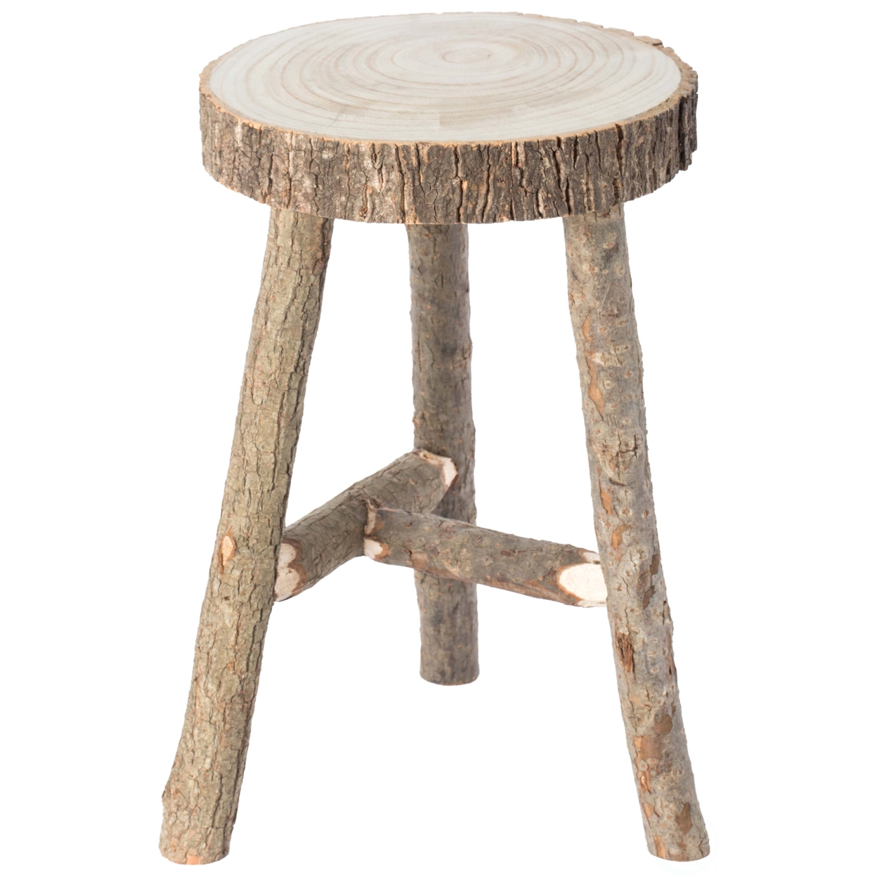 Decorative Antique Log Cabin Natural Wooden Accent Stool Side Table