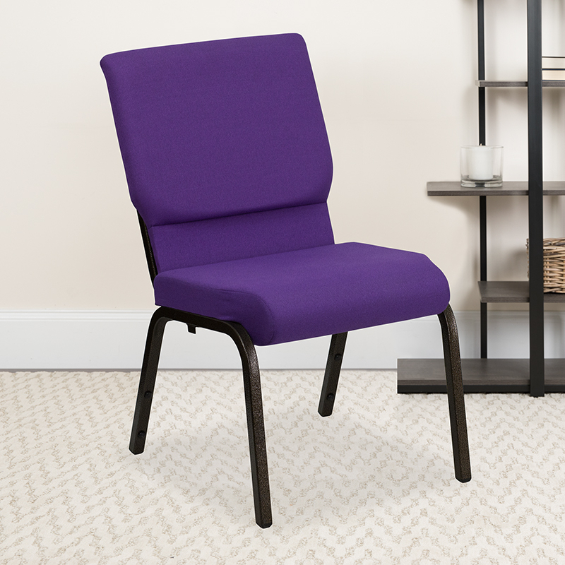 Purple Fabric Church Chair Goldvein, Purple