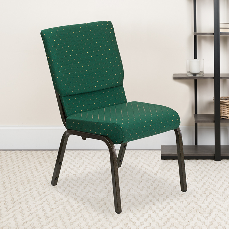 Fabric Church Chair Goldvein, Green Patterned