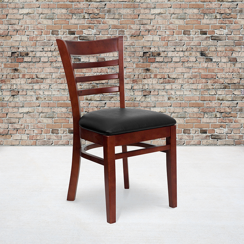 Wood Restaurant Chair Black, Mahogany