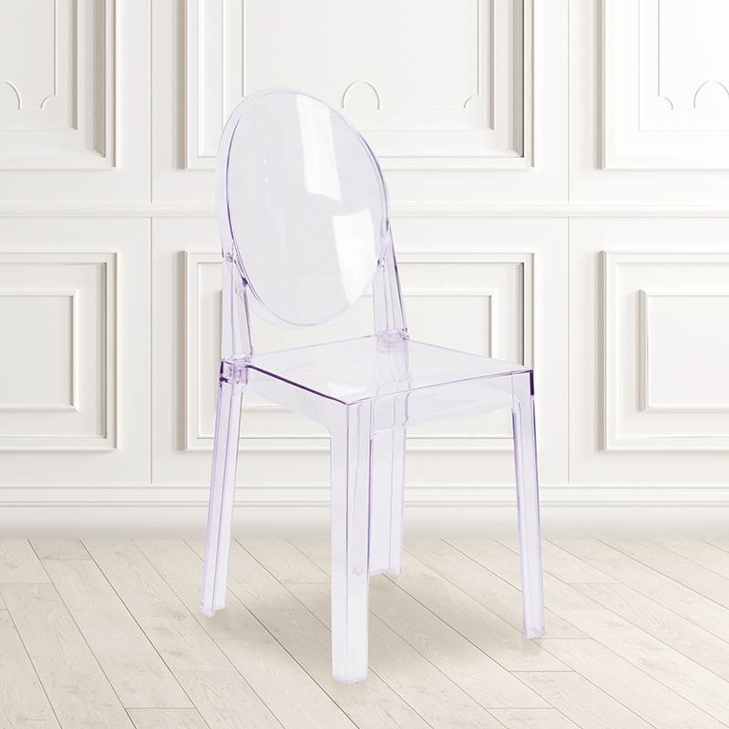 Ghost Chair In Transparent Crystal With Oval Back OW-GHOSTBACK-18-GG