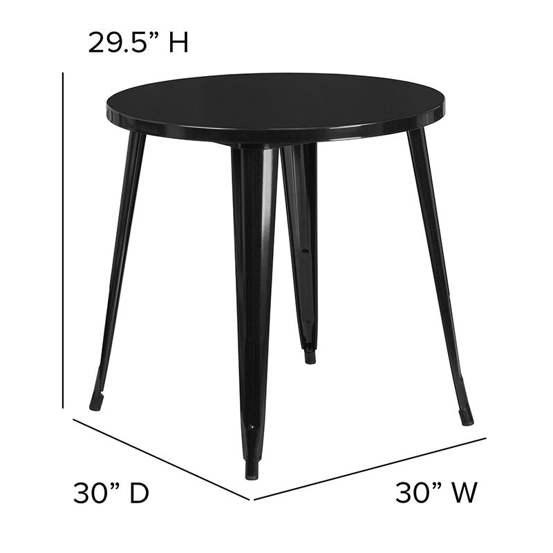 30 Round Black Metal Indoor-Outdoor Table CH-51090-29-BK-GG