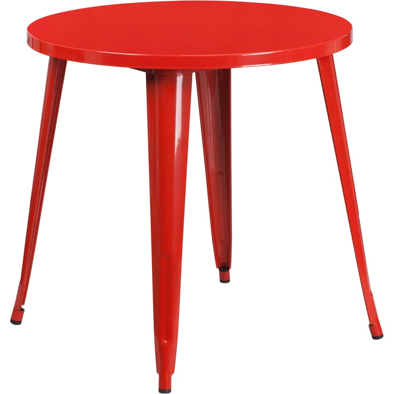30 Round Red Metal Indoor-Outdoor Table CH-51090-29-RED-GG