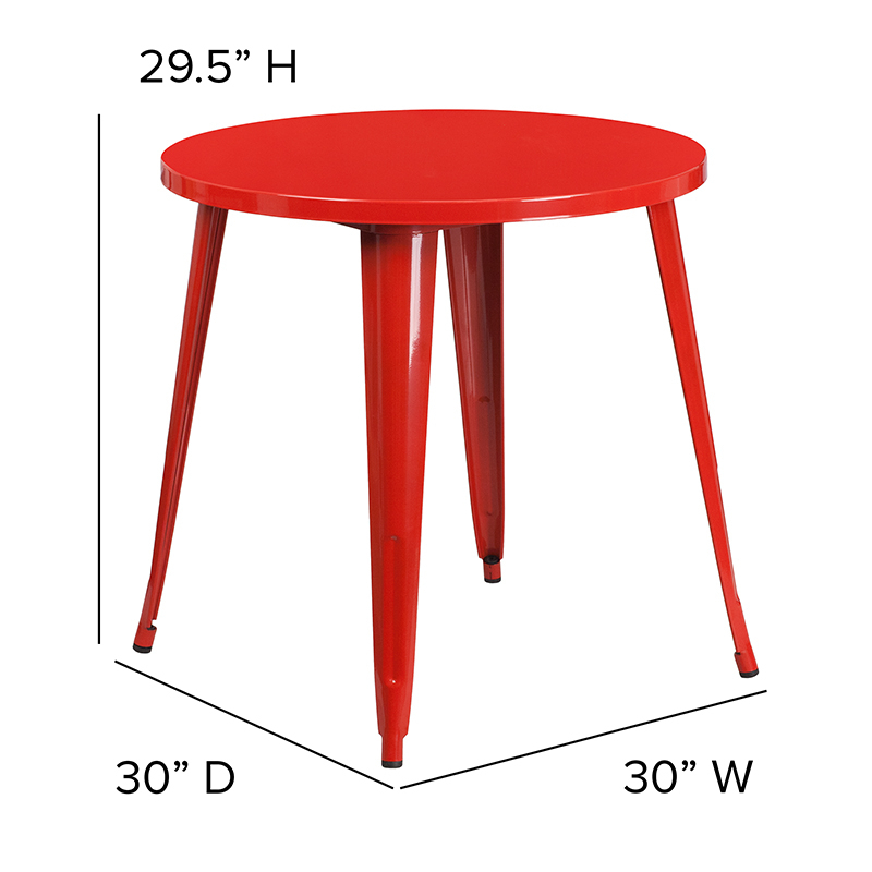 30 Round Red Metal Indoor-Outdoor Table CH-51090-29-RED-GG