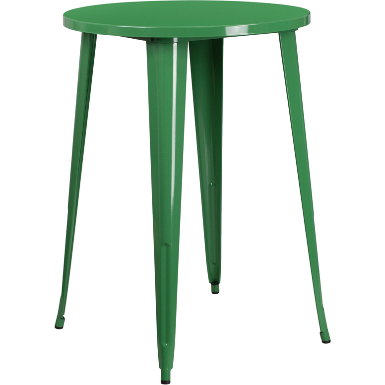 30 Round Green Metal Indoor-Outdoor Bar Height Table CH-51090-40-GN-GG