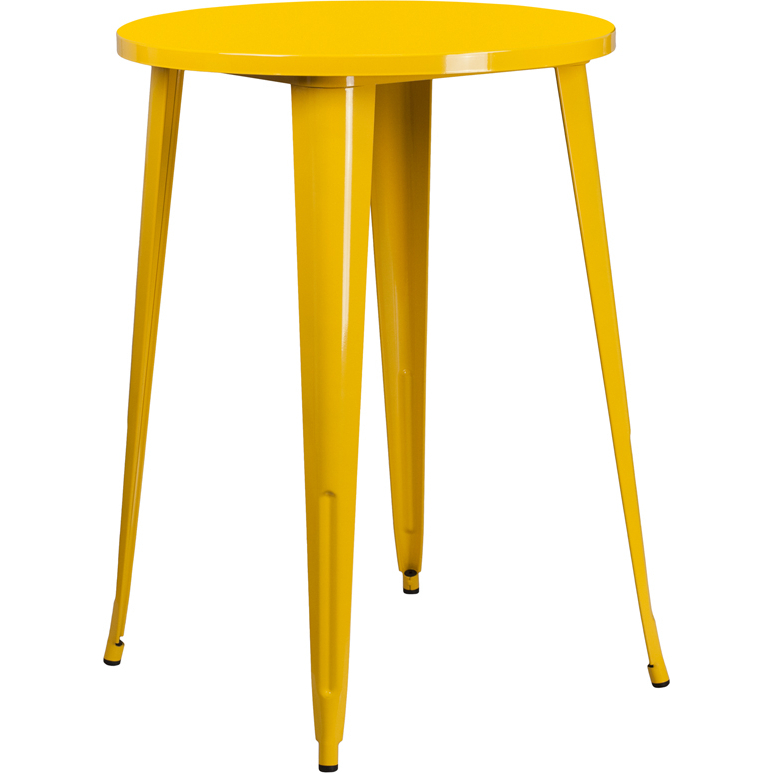 30 Round Yellow Metal Indoor-Outdoor Bar Height Table CH-51090-40-YL-GG