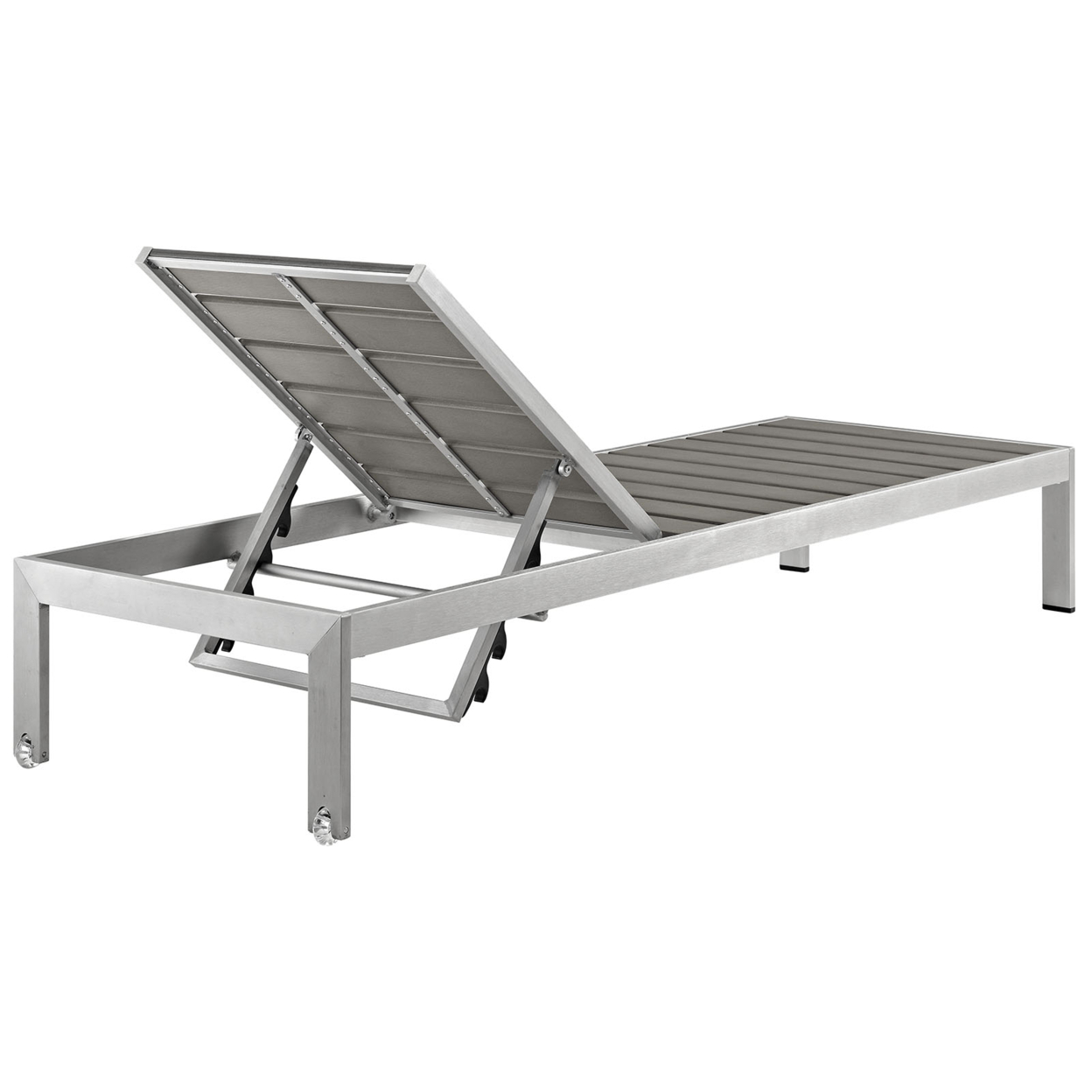 Silver Gray Shore Outdoor Patio Aluminum Chaise, EEI-2247-SLV-GRY