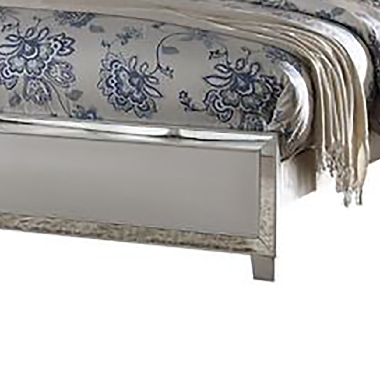 Stylish And Deluxe Queen Size Panel Bed, Silver- Saltoro Sherpi