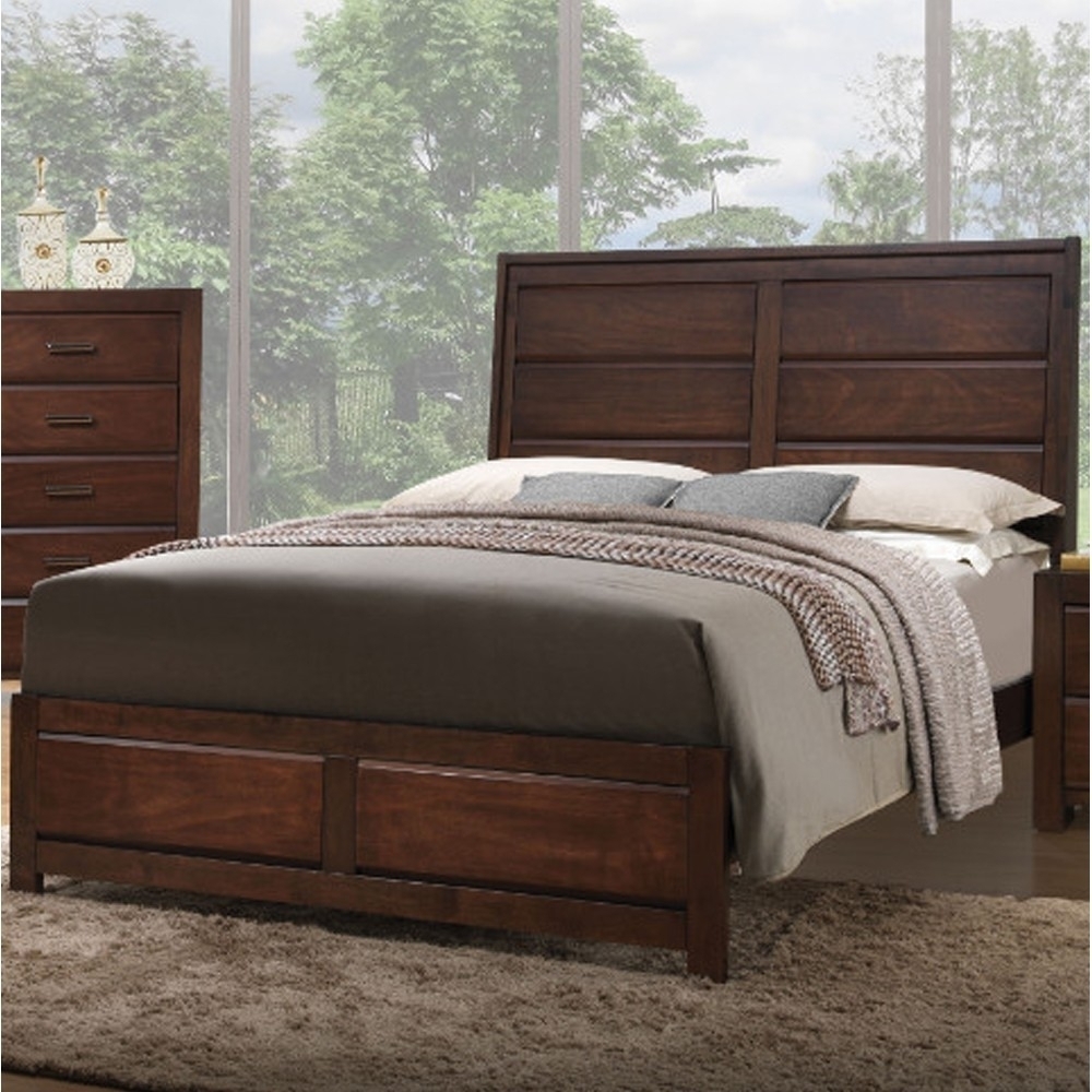 Transitional Style Classy Queen Size Bed, Brown- Saltoro Sherpi
