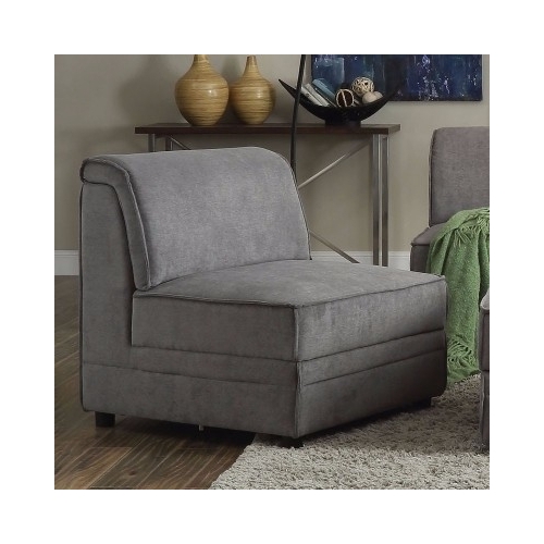 Bois Armless Chair (Reversible), Gray Velvet- Saltoro Sherpi