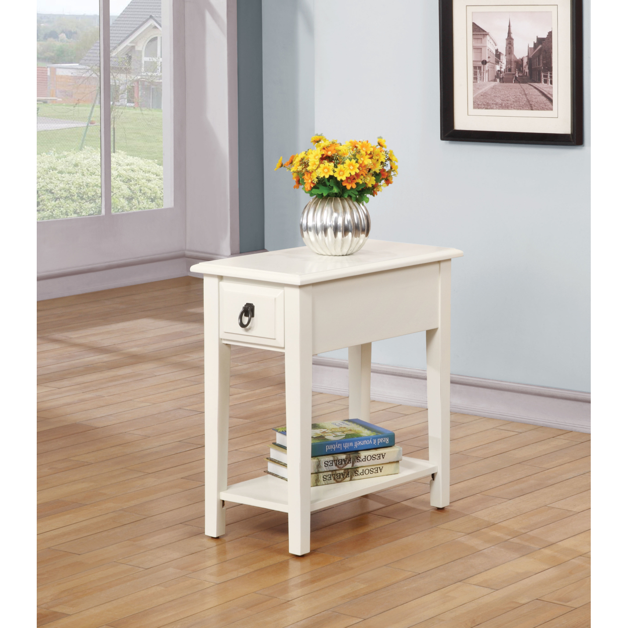 Smart Looking Side Table, White- Saltoro Sherpi