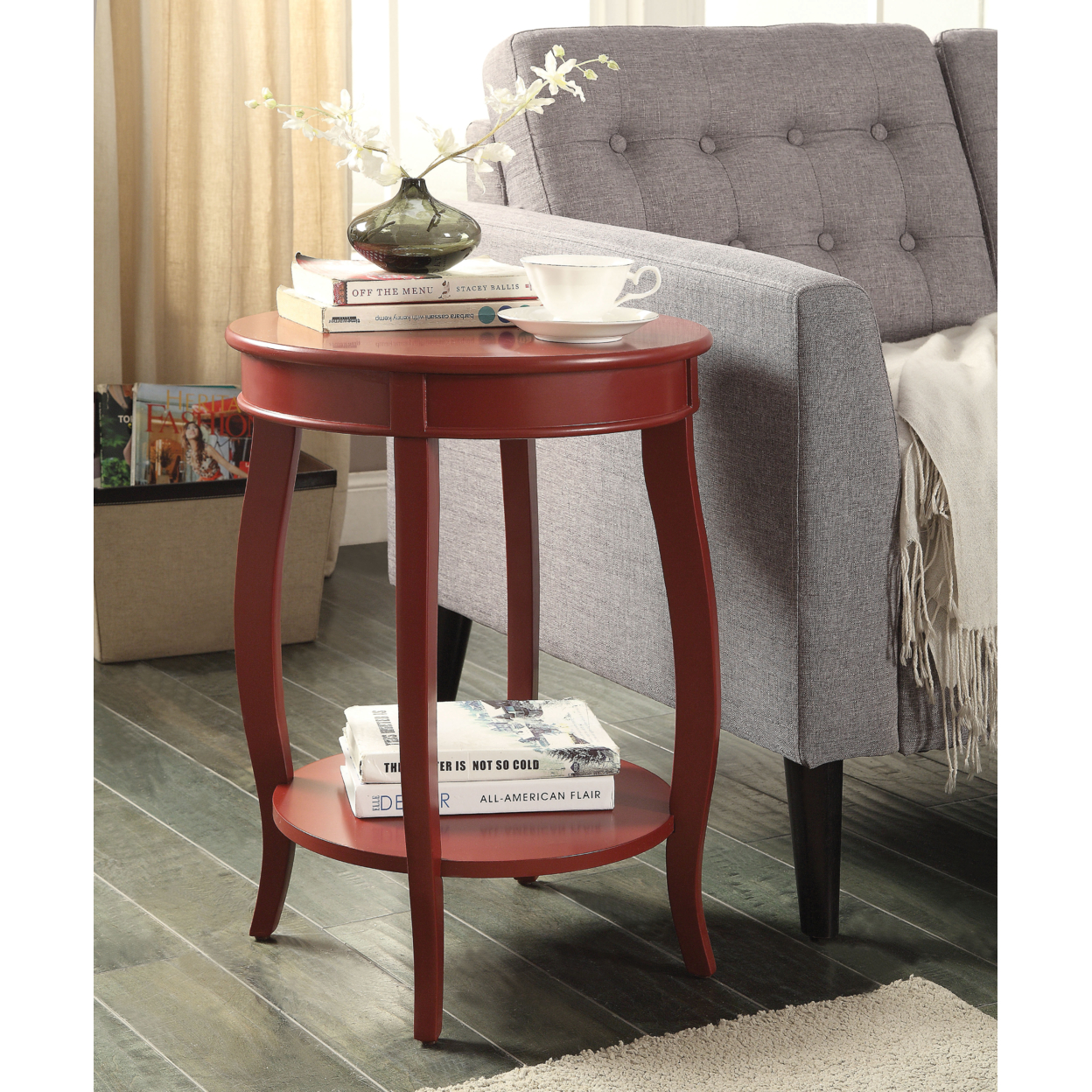 Trendy Side Table, Red- Saltoro Sherpi