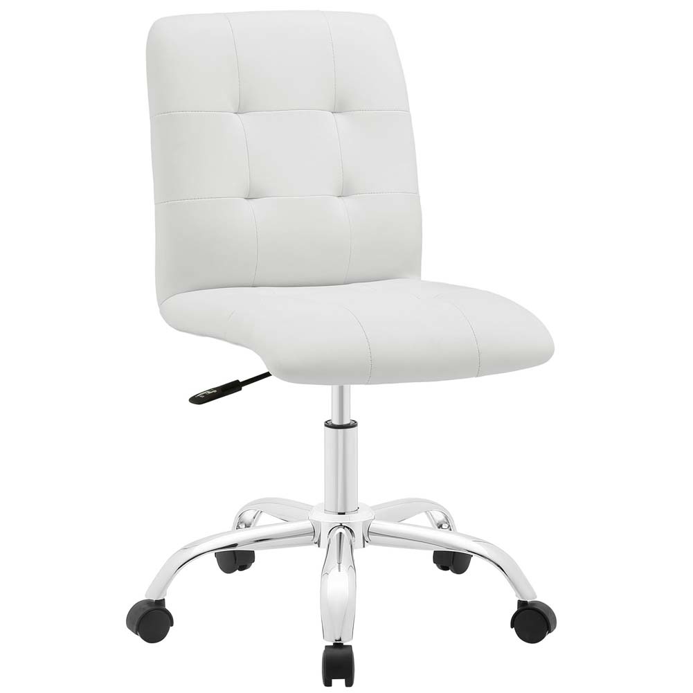 White Prim Armless Mid Back Office Chair