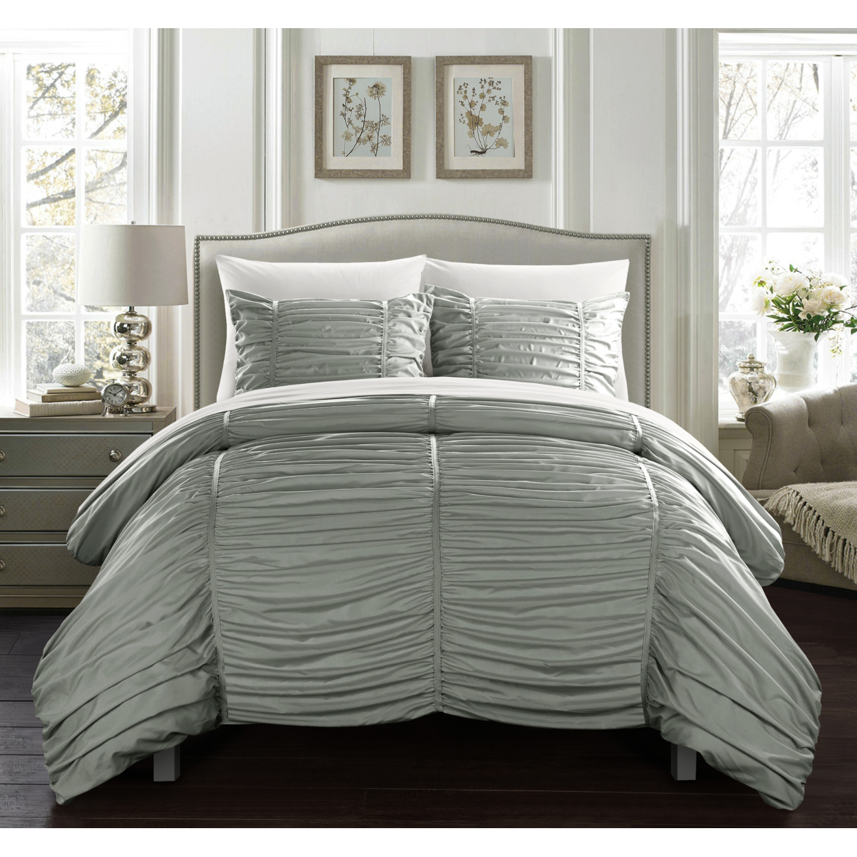 Kiela 2 Pc Or 3 Pc Ruched Comforter Set - Grey, King