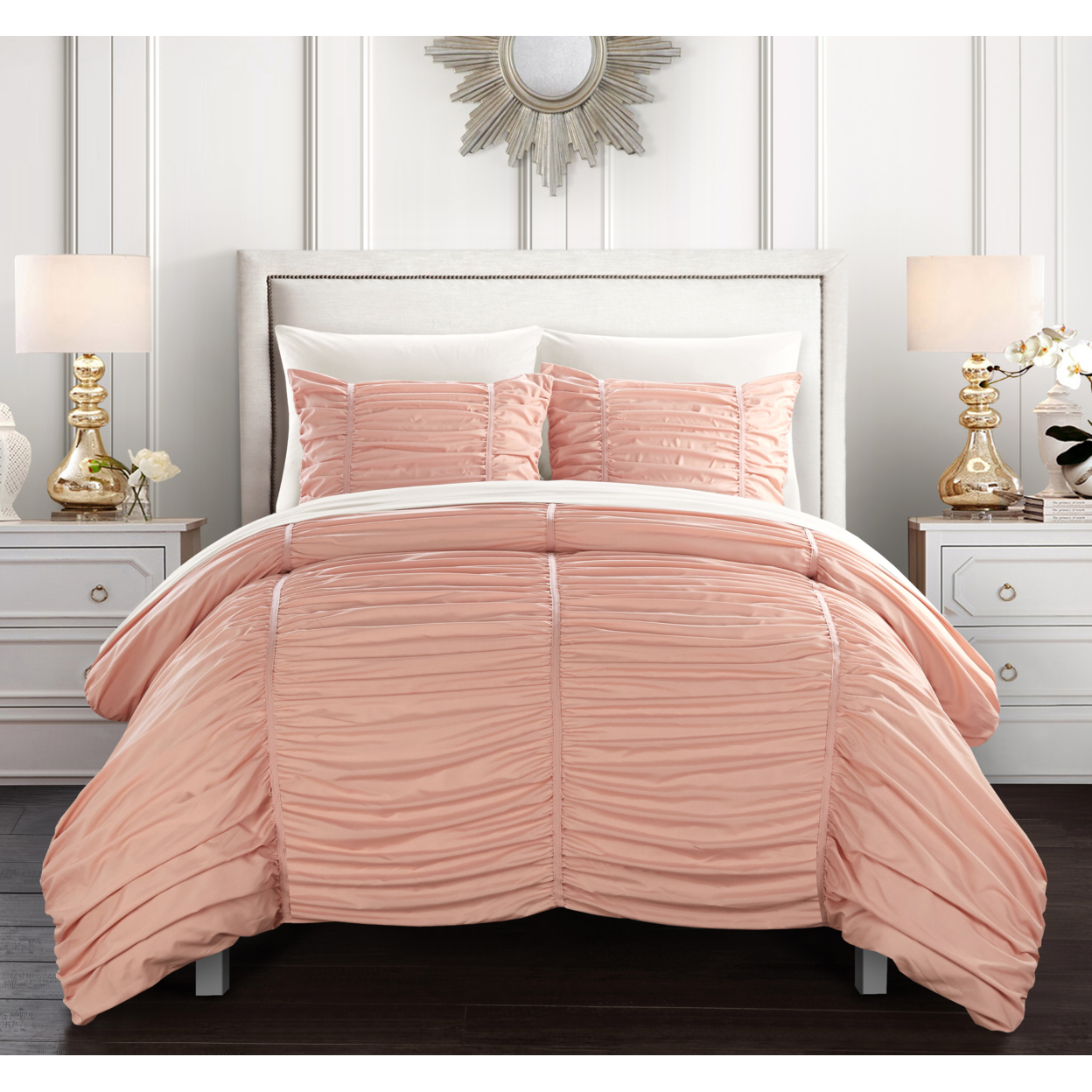 Kiela 2 Pc Or 3 Pc Ruched Comforter Set - Coral, Queen