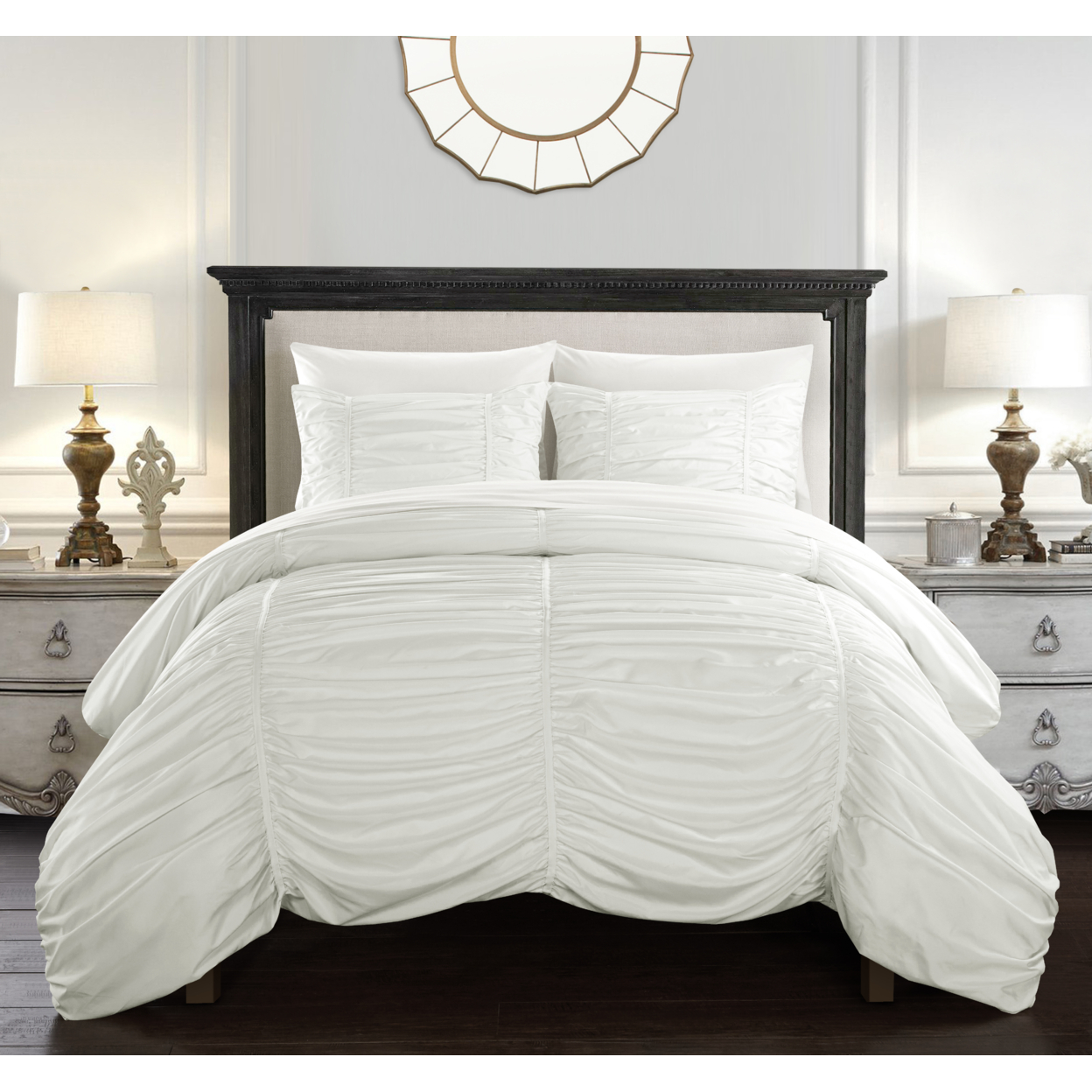 Kiela 2 Pc Or 3 Pc Ruched Comforter Set - White, King