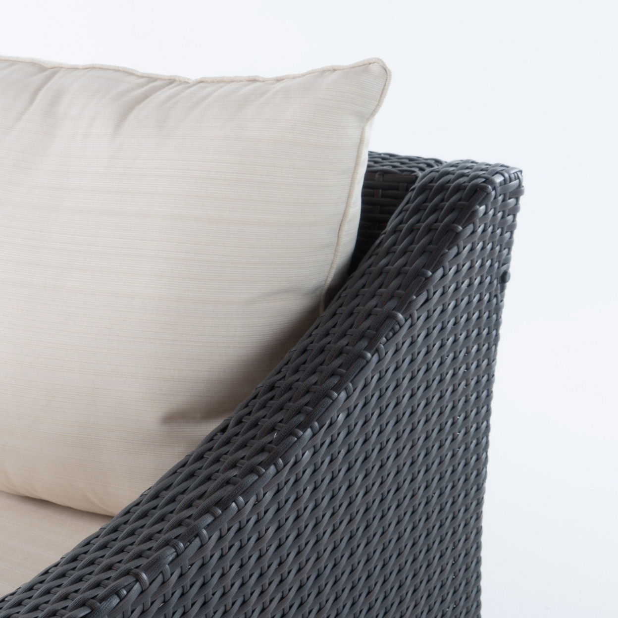 Aspen Outdoor Wicker Loveseat & Table WithWater Resistant Fabric Cushions - Beige, Multibrown Wicker