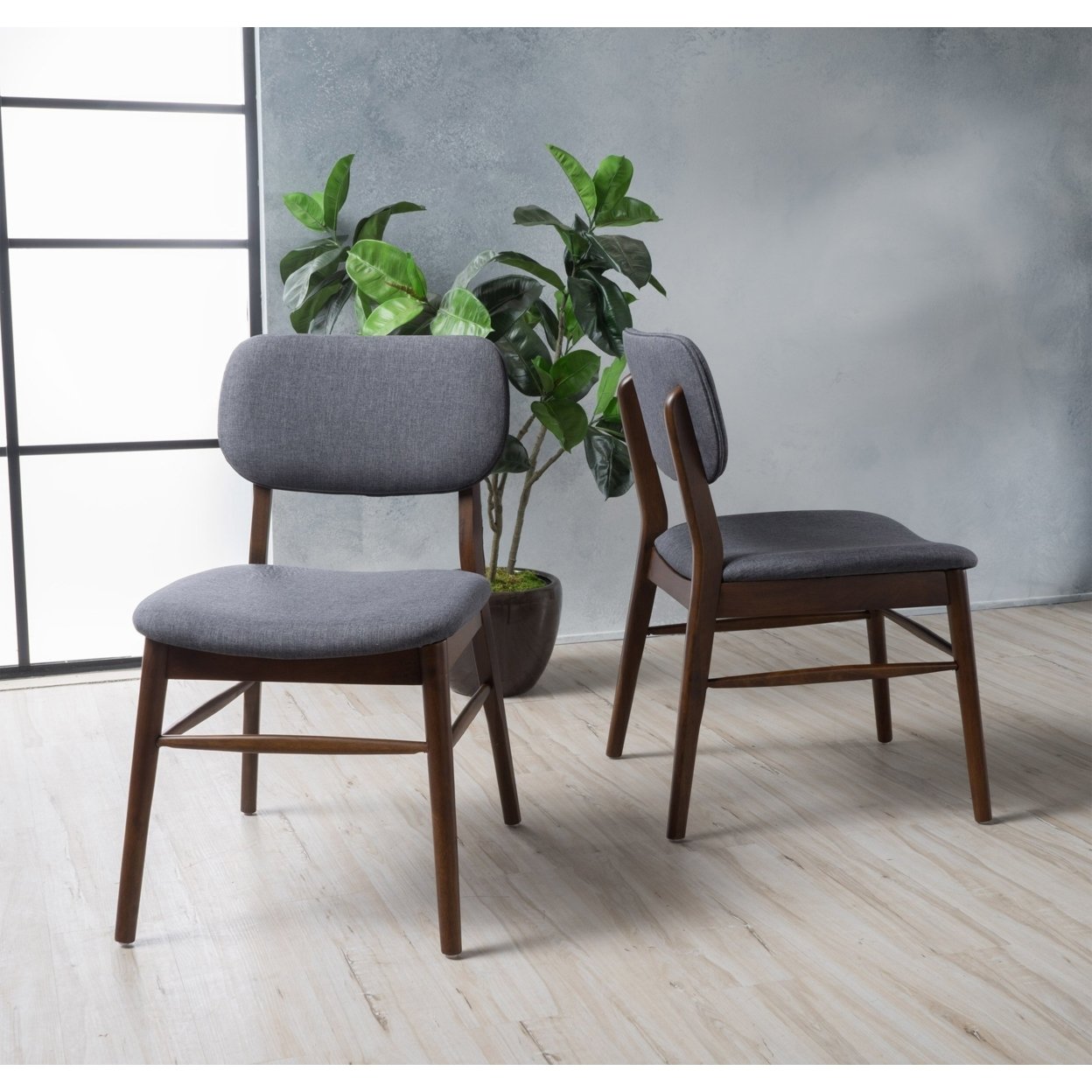 Beatrice Mid-Century Modern Dining Chairs (Set Of 2) - Gray / Oak