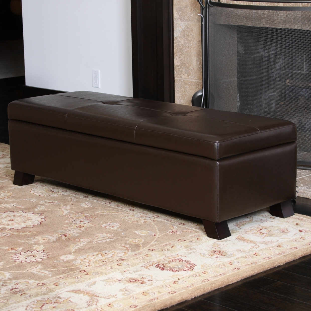 Canal Brown Leather Storage Ottoman