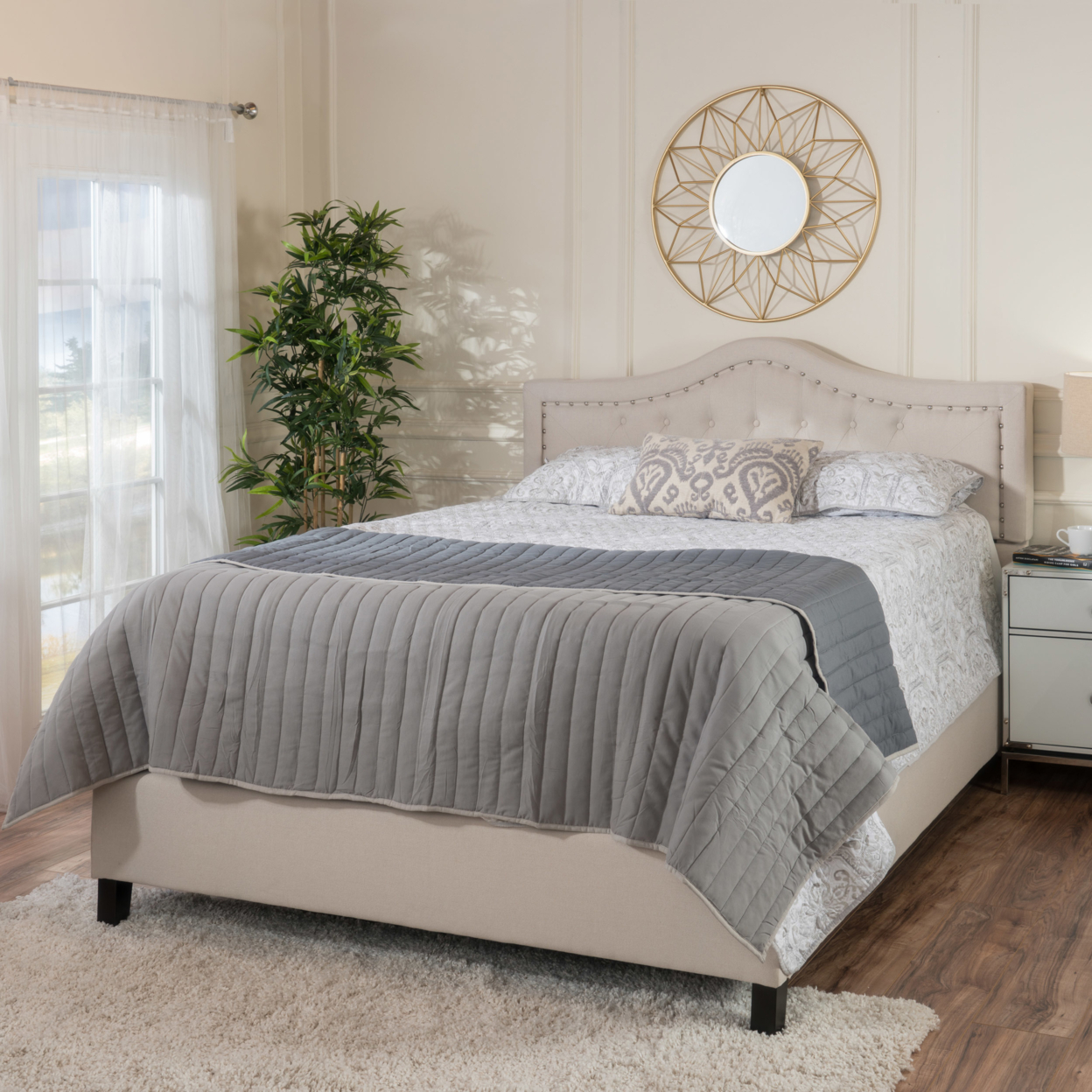 Adelais Fully Upholstered Queen Bed Set - Ivory