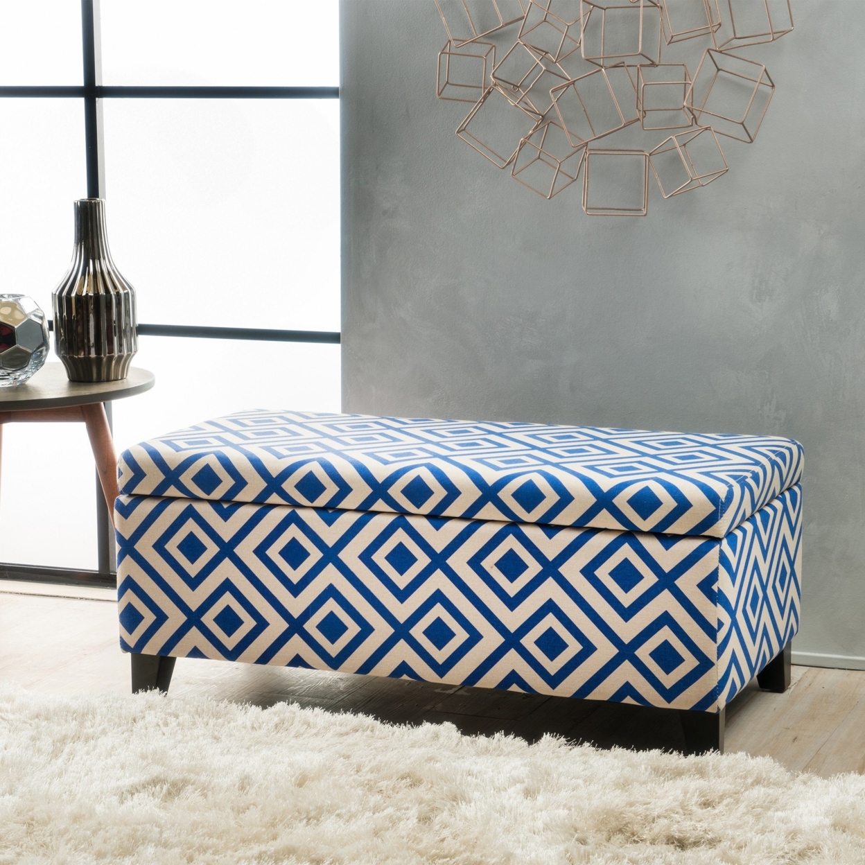Atlantic Contemporary Fabric Upholstered Storage Ottoman - Teal