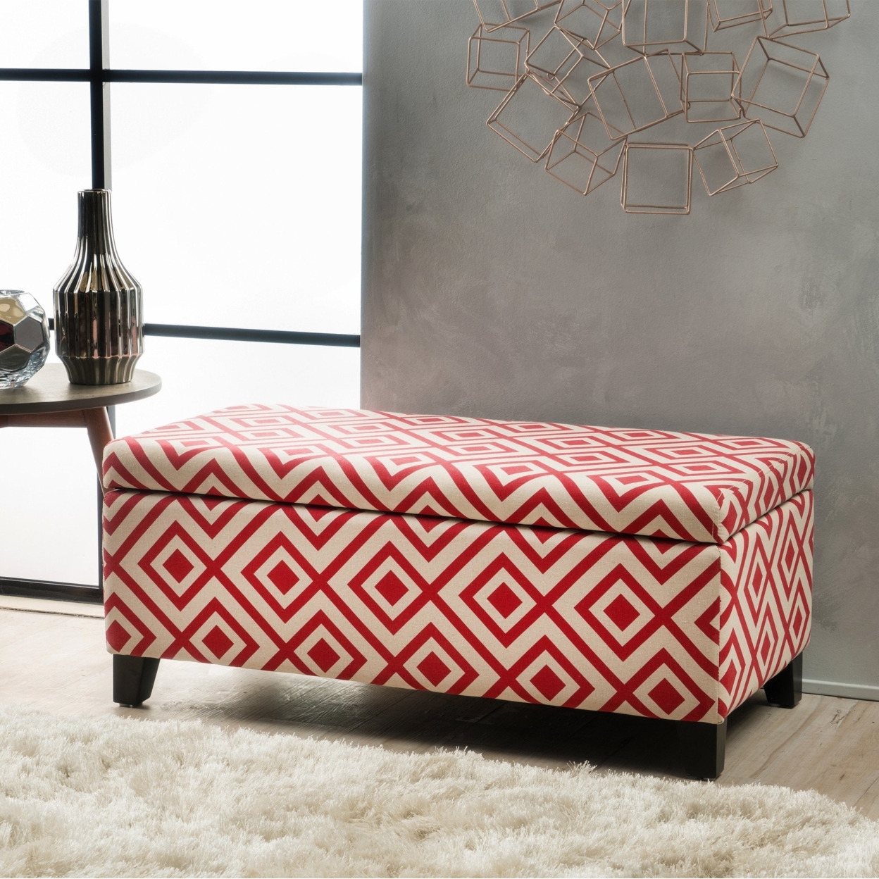Atlantic Contemporary Fabric Upholstered Storage Ottoman - Dark Teal