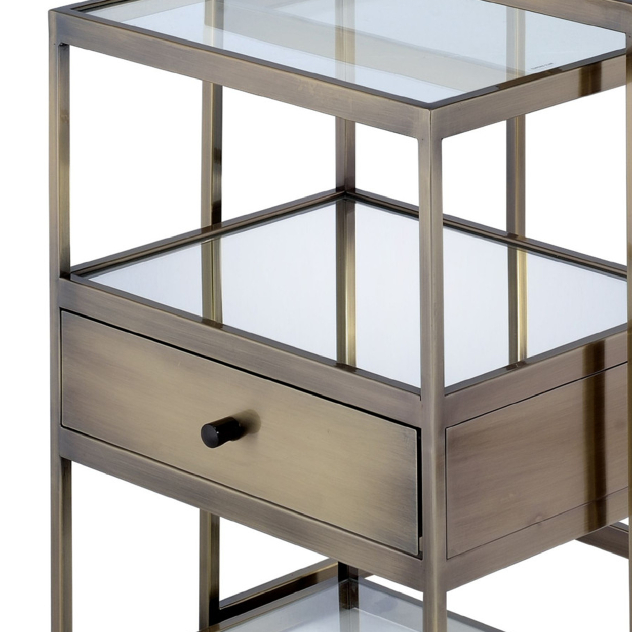 Stylish Nesting Tables Set, Clear Glass & Brass, 2 Piece Pack- Saltoro Sherpi