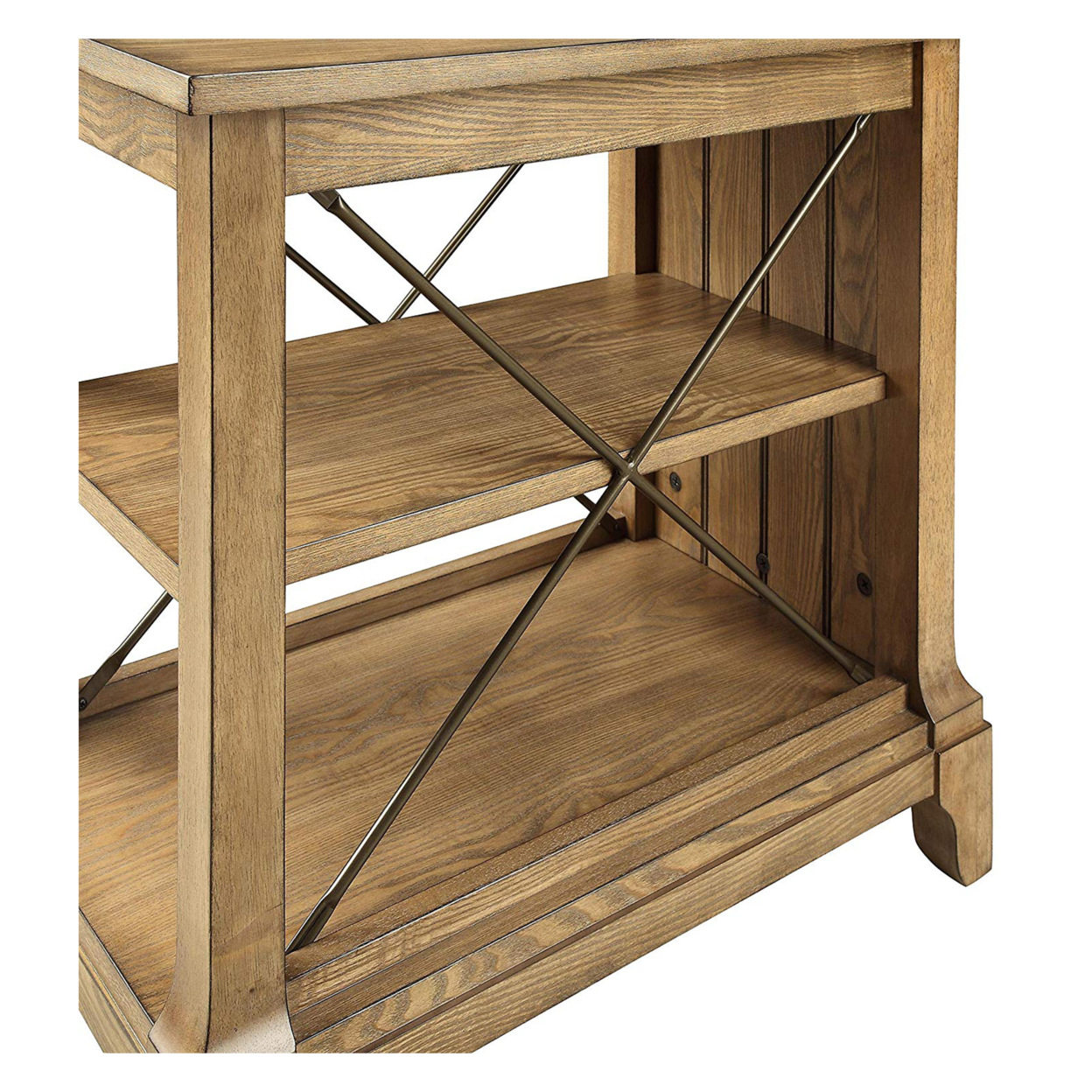 Wooden Side Table With 2 Compartments, Oak Brown- Saltoro Sherpi