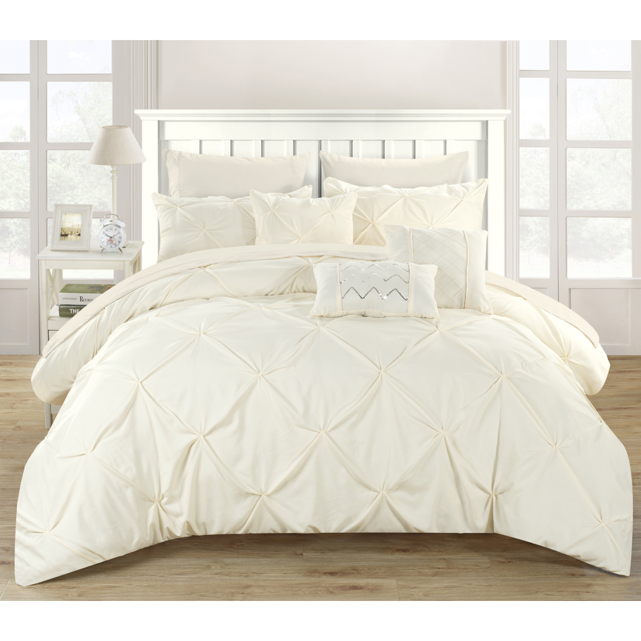 Alvatore Pinch Pleated Bed In A Bag Comforter Set - Taupe, Queen