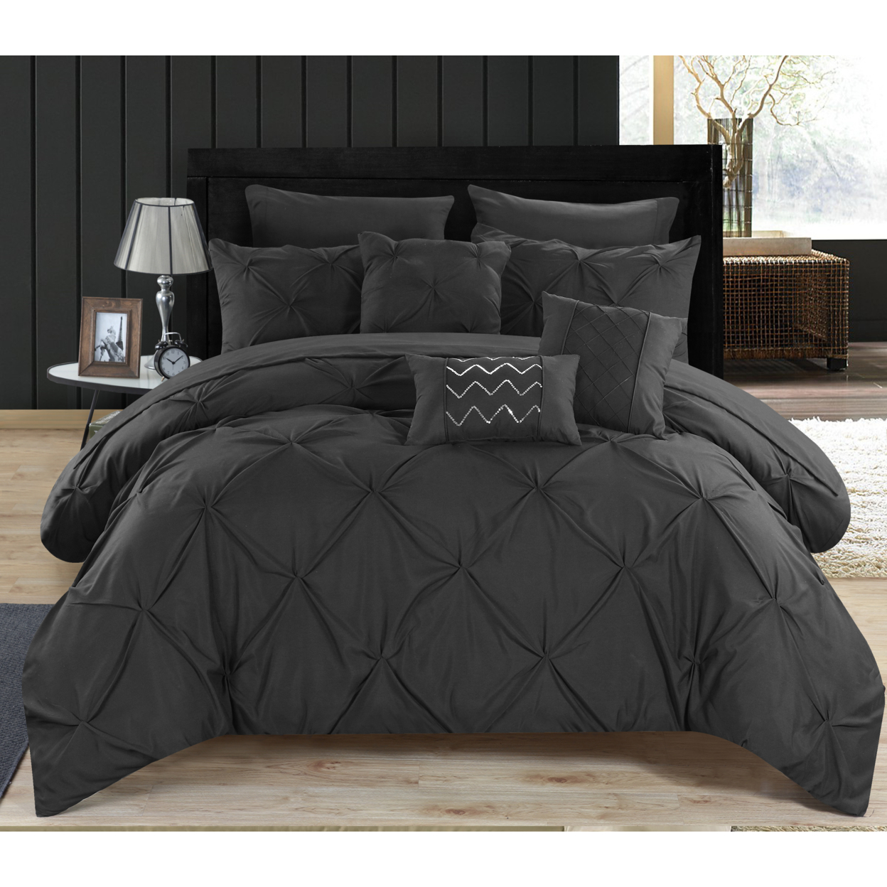 Alvatore Pinch Pleated Bed In A Bag Comforter Set - Beige, Twin