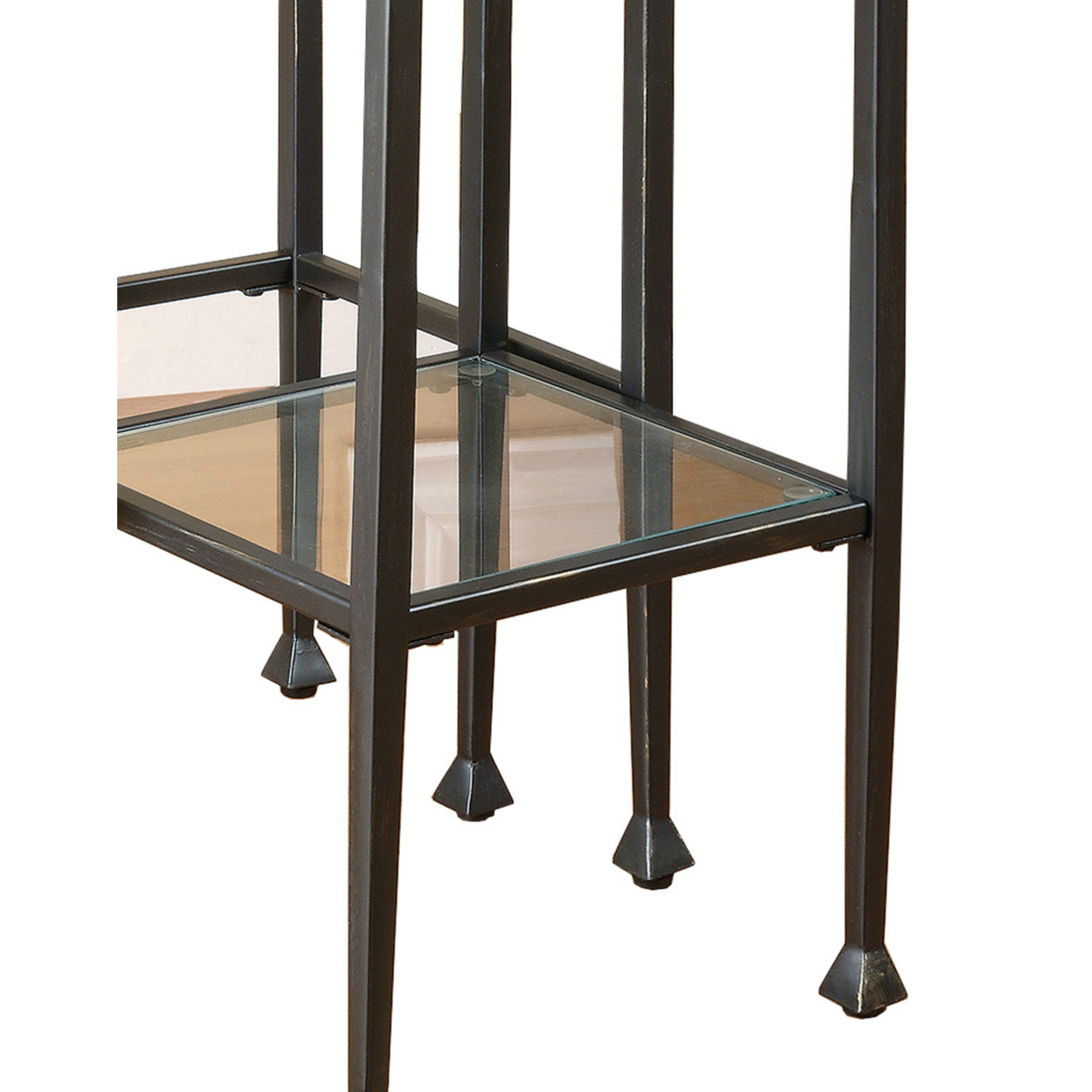 Set Of 2 Metal Nesting Tables With Glass Top, Black- Saltoro Sherpi