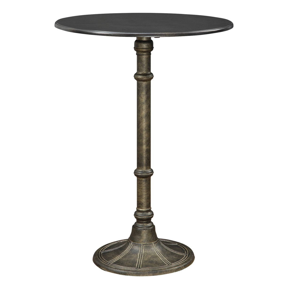 Round Industrial Metal Counter Height Table, Black- Saltoro Sherpi