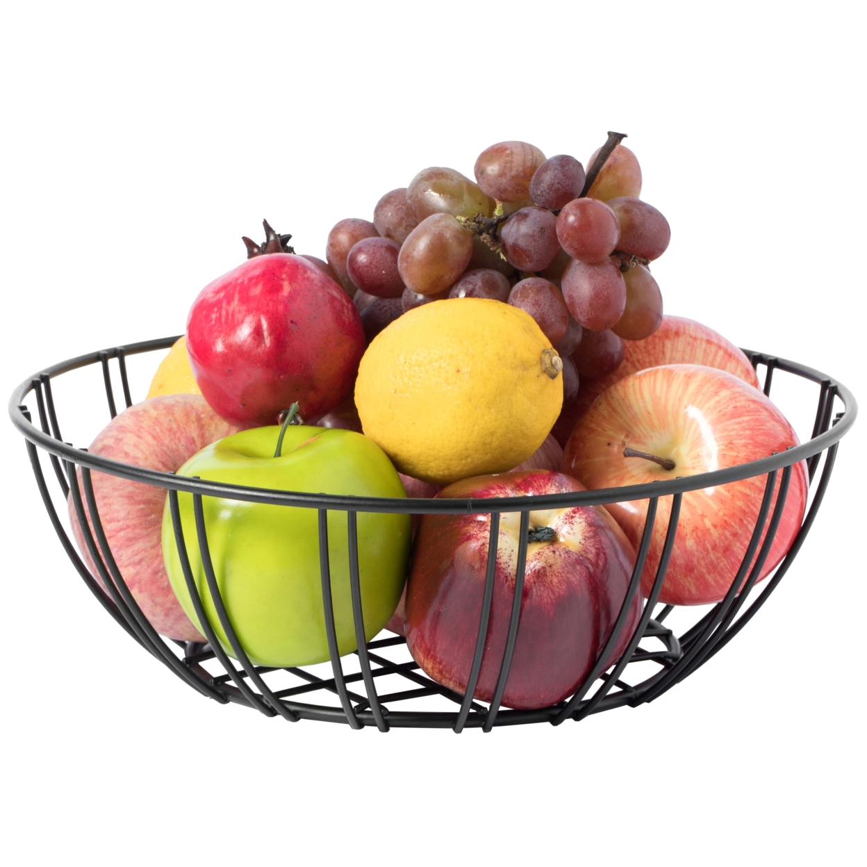 Black Iron Wire Fruit Bowl For Kitchen Counter, Storage Basket For Fruits, Vegetables, And Bread - Single