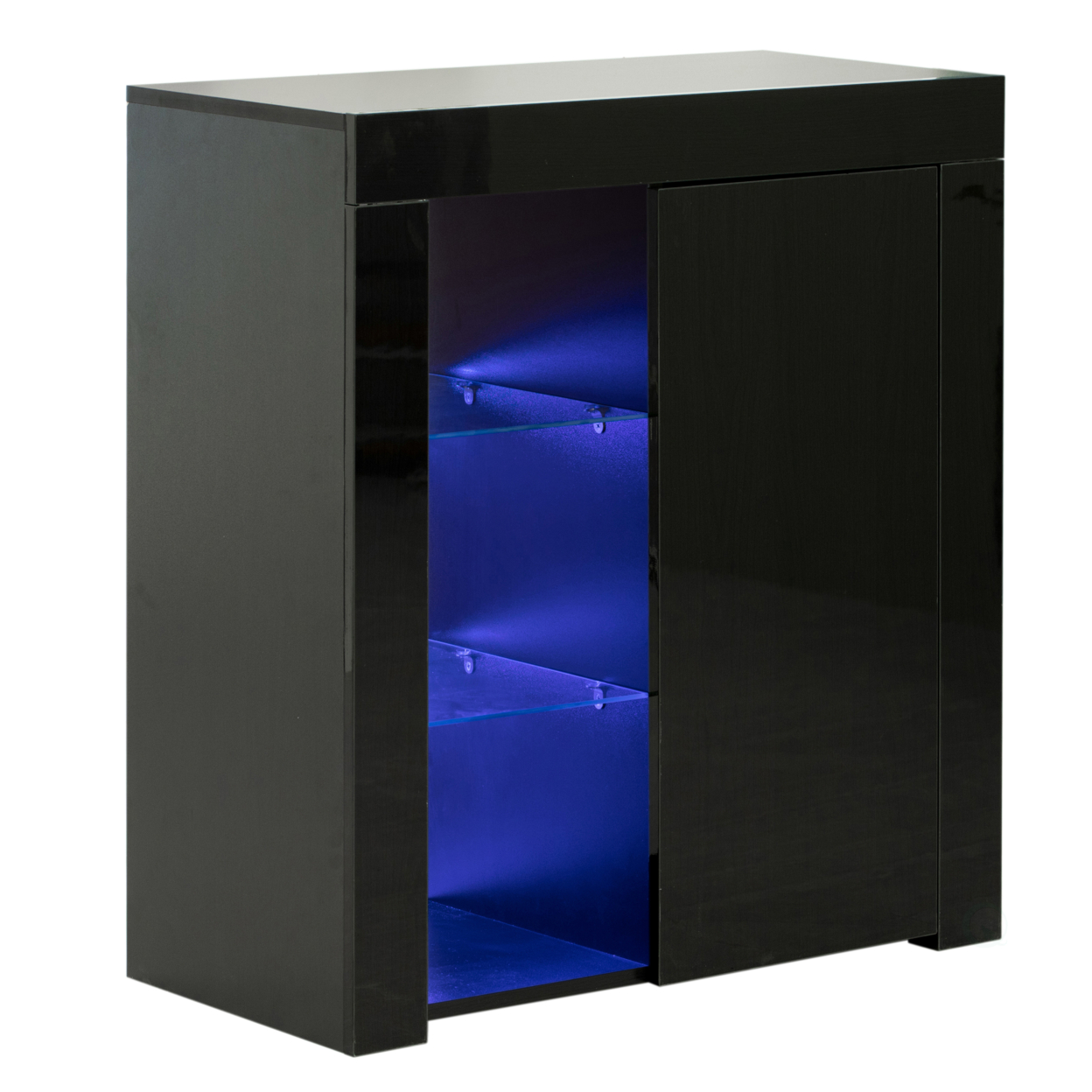 Office Or Living Room Side Storage Cabinet With LED - Black