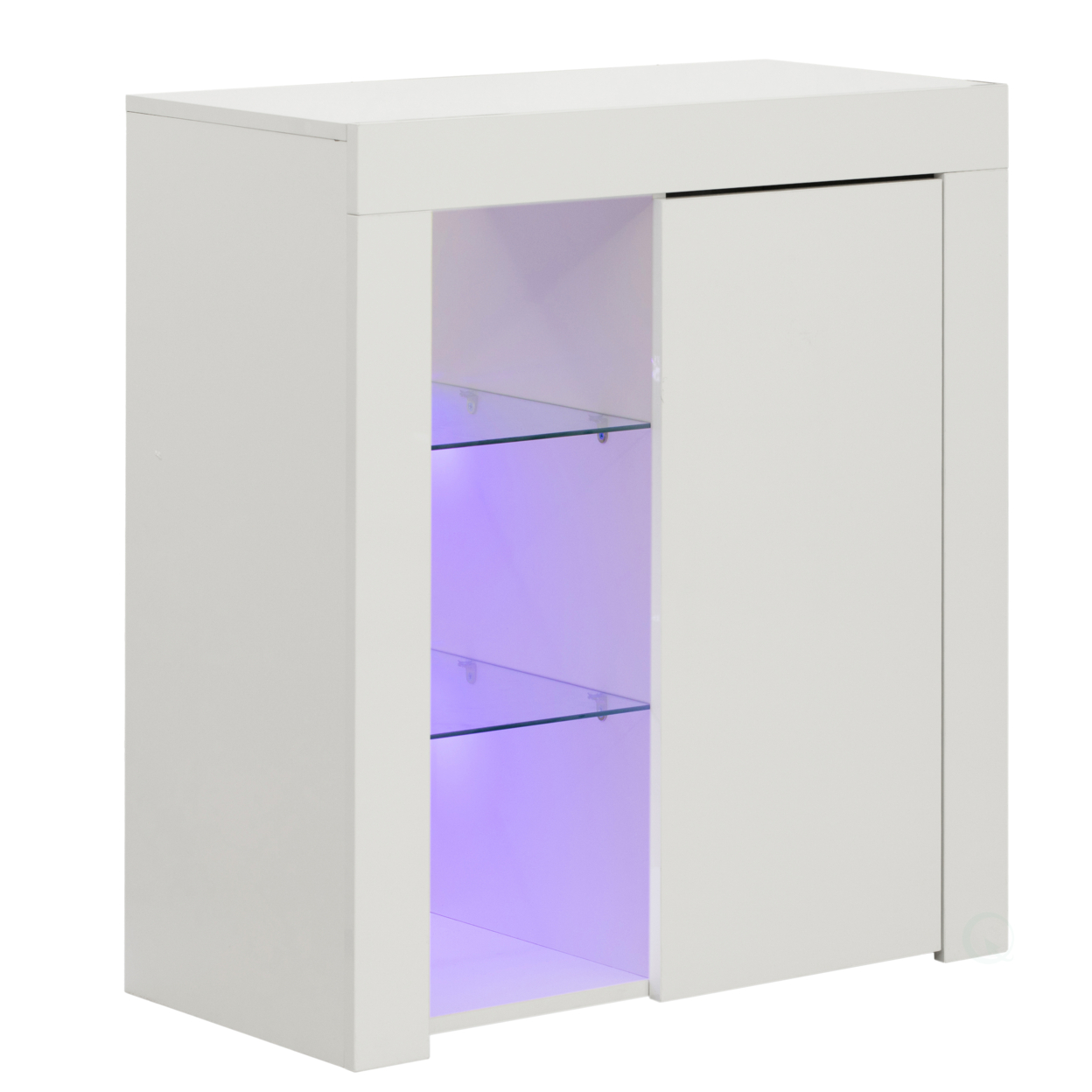 Office Or Living Room Side Storage Cabinet With LED - White