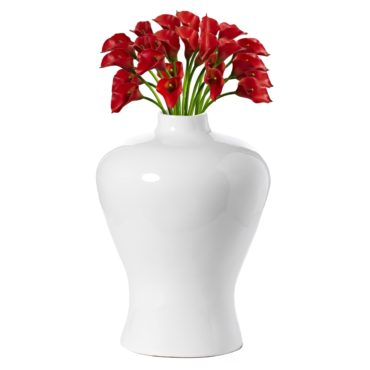 Modern White Large Tabletop Centerpiece Flower Vase ,17.75