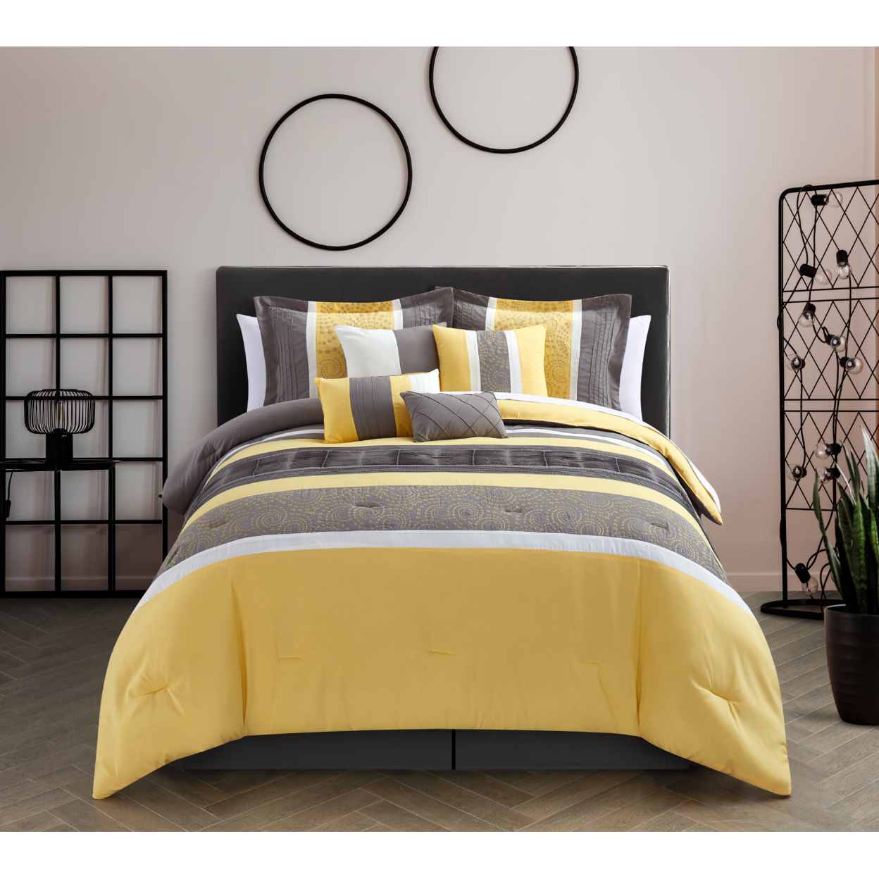 Livingston Oversized And Overfilled Comforter Set (8-Piece) - Yellow, Queen