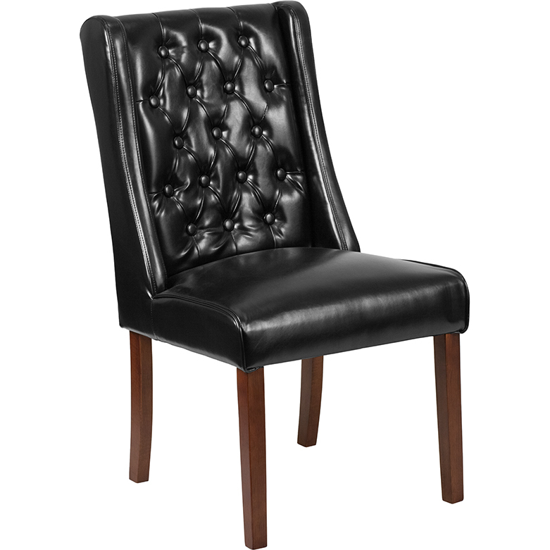 HERCULES Preston Series Black Leather Tufted Parsons Chair