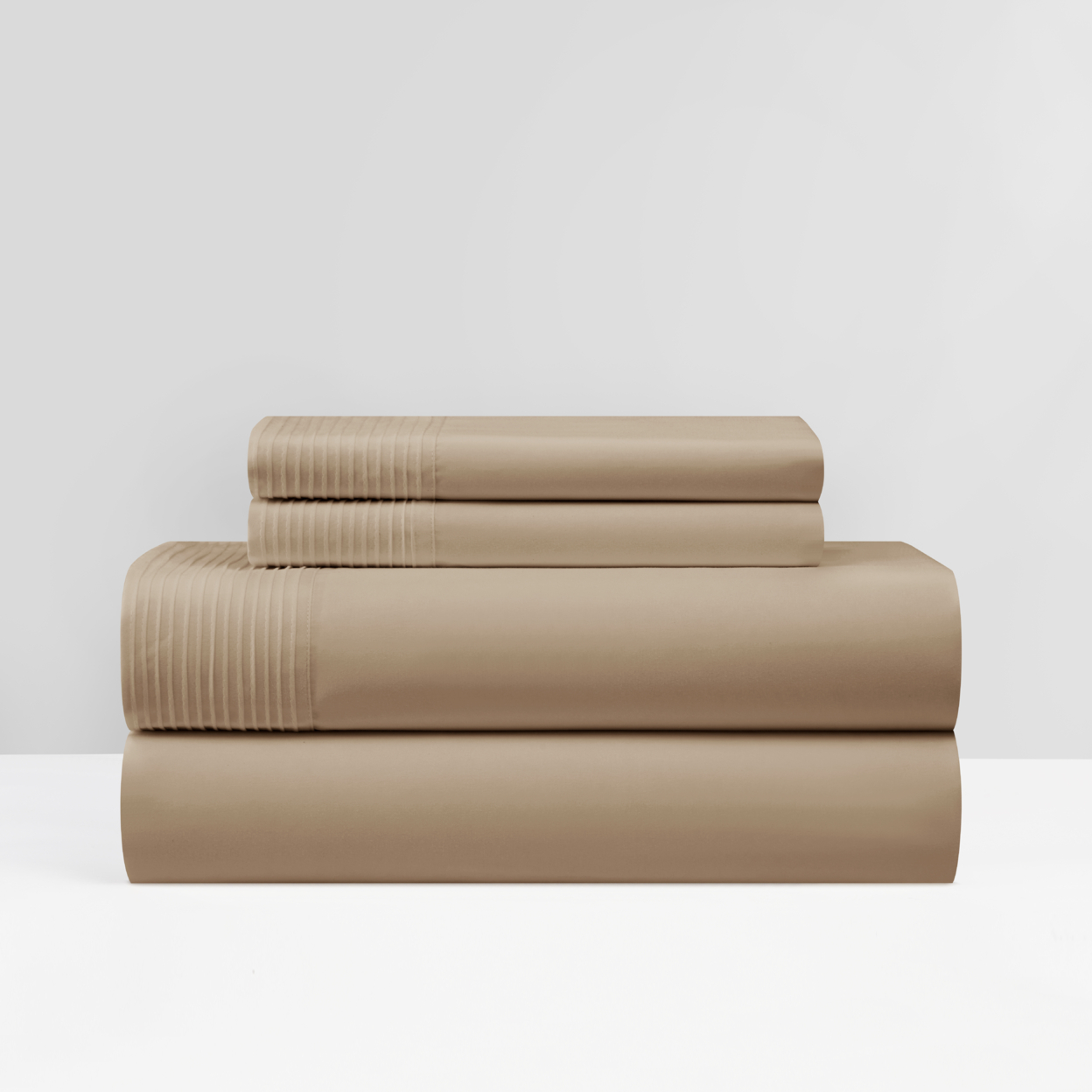 NY&C Home Marsai 4 Or 3 Piece Sheet Set Super Soft Pleated Flange - Taupe, Twin Extra-long