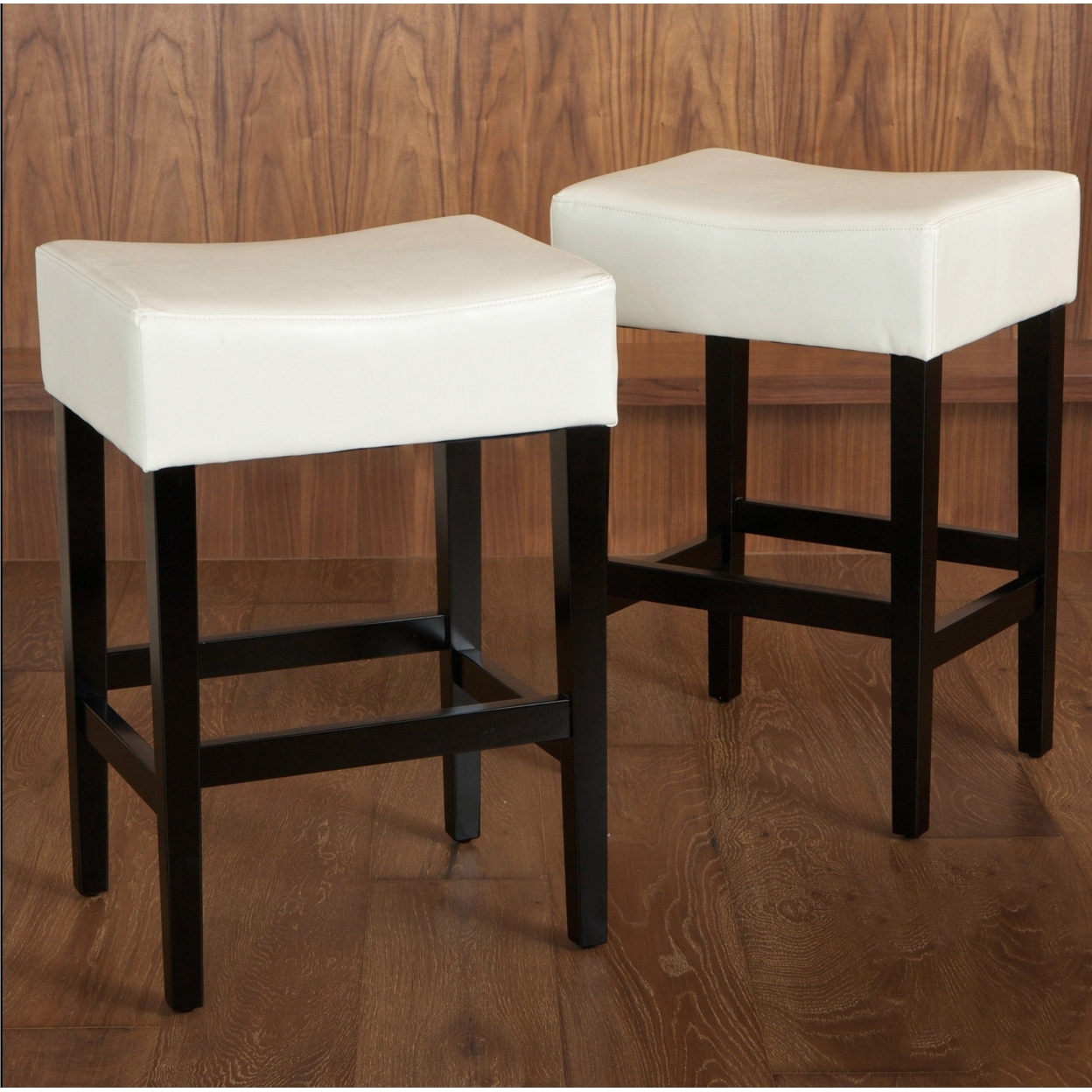 Duff Backless Leather Counter Stools (Set Of 2) - Ivory, Leather, 26.46