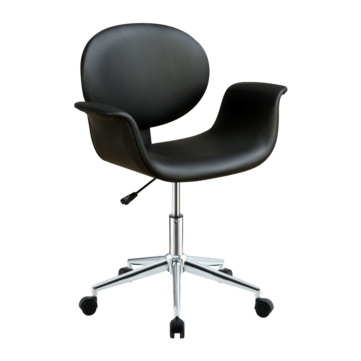 Metal & Wooden Office Arm Chair, Black- Saltoro Sherpi