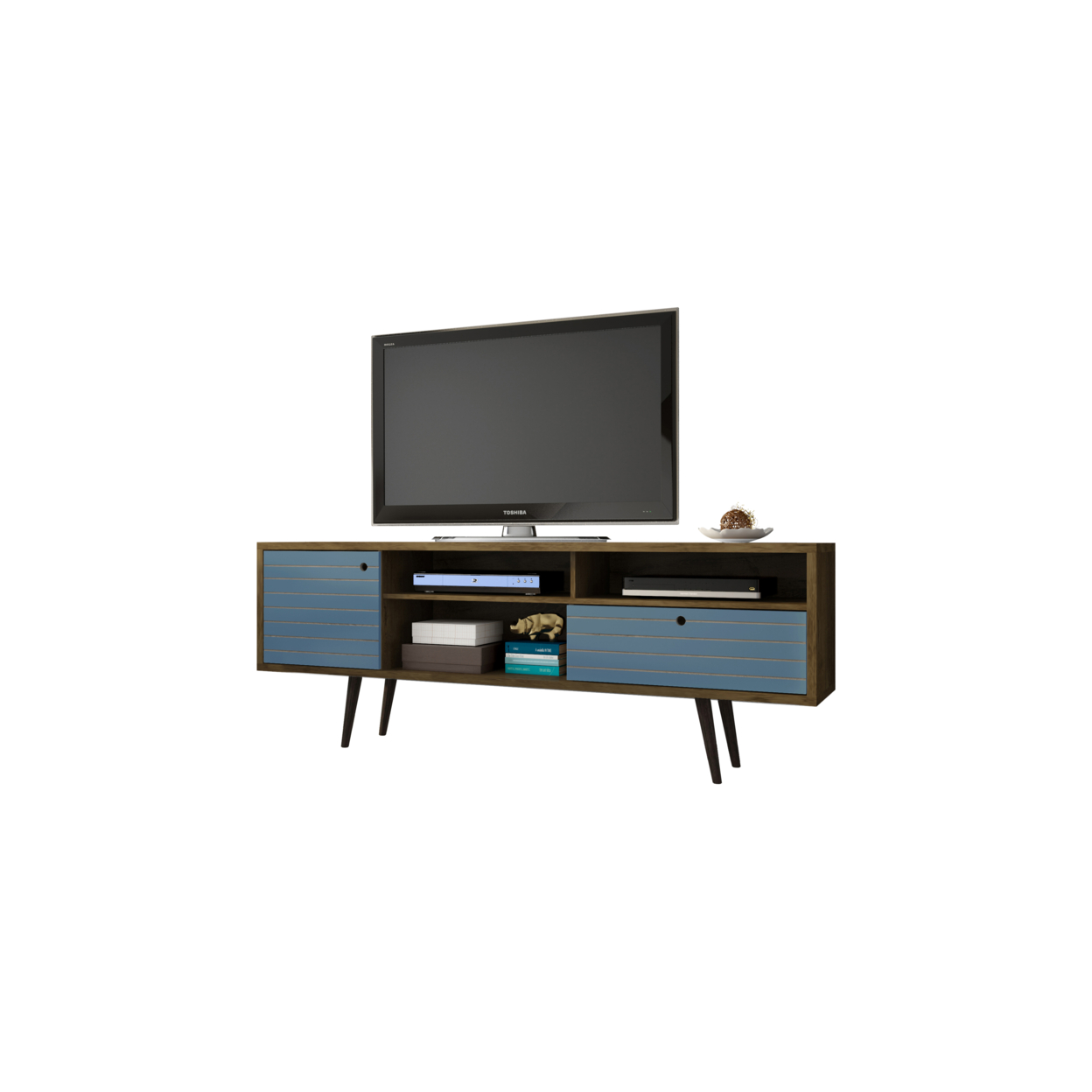 70.86" Mid Century - Modern TV Stand with 4 Shelving Spaces and 1 Drawer