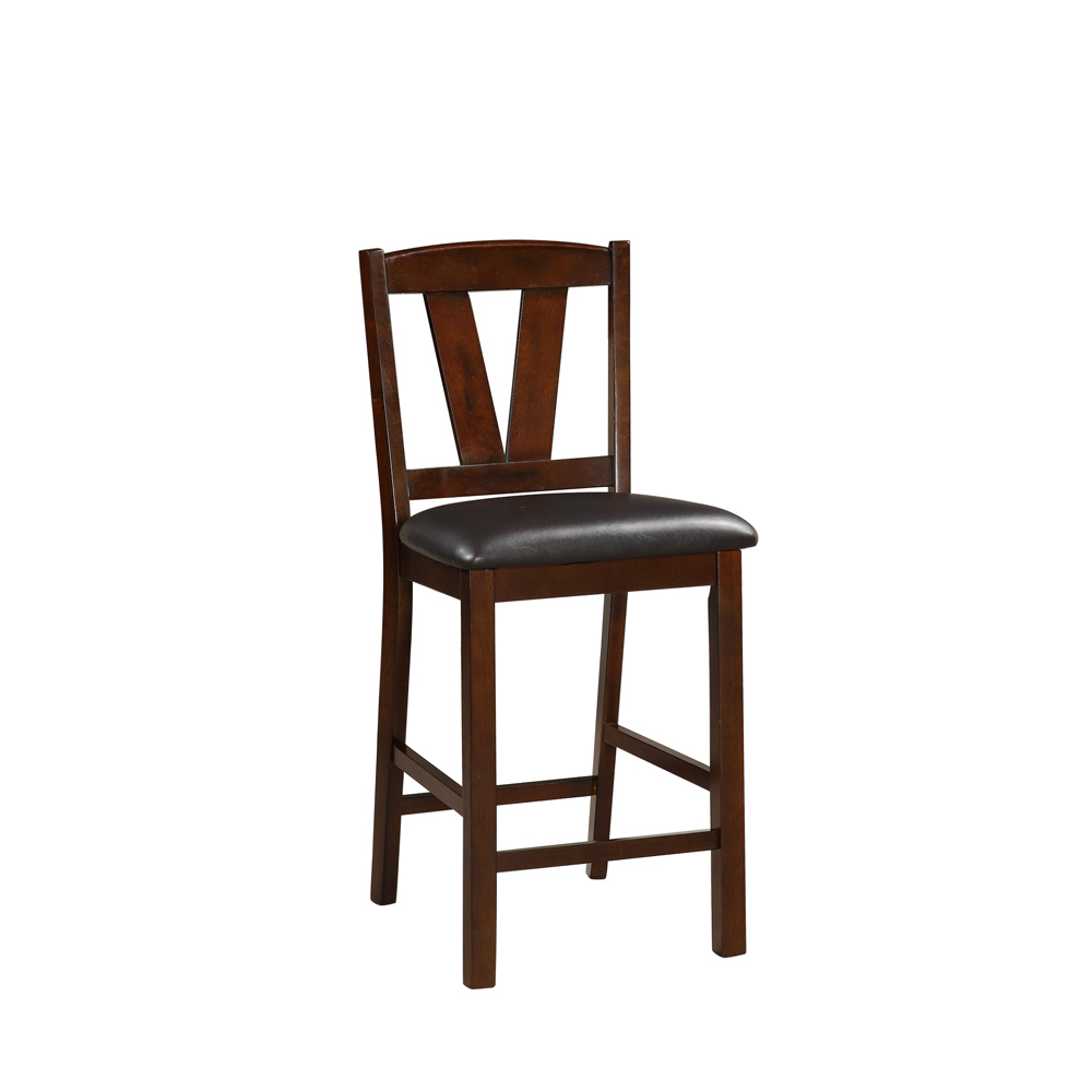 Rubber Wood Counter Height Armless Chair, Dark Walnut brown, Set of 2- Saltoro Sherpi