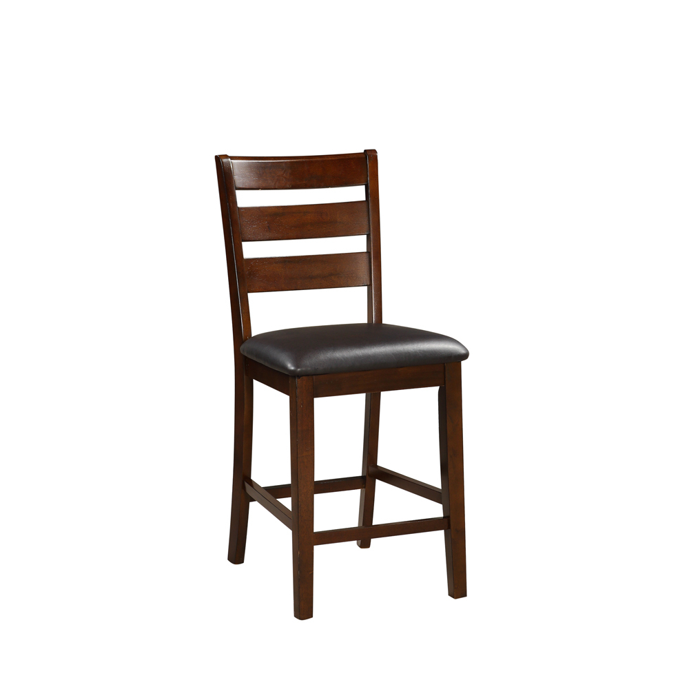 Wooden Counter Height Armless Chair, Walnut Brown, Set Of 2- Saltoro Sherpi